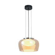 Lampa wisząca Insieme 35 czarno-chromowa GX53 10W z bursztynowo-białym kloszem