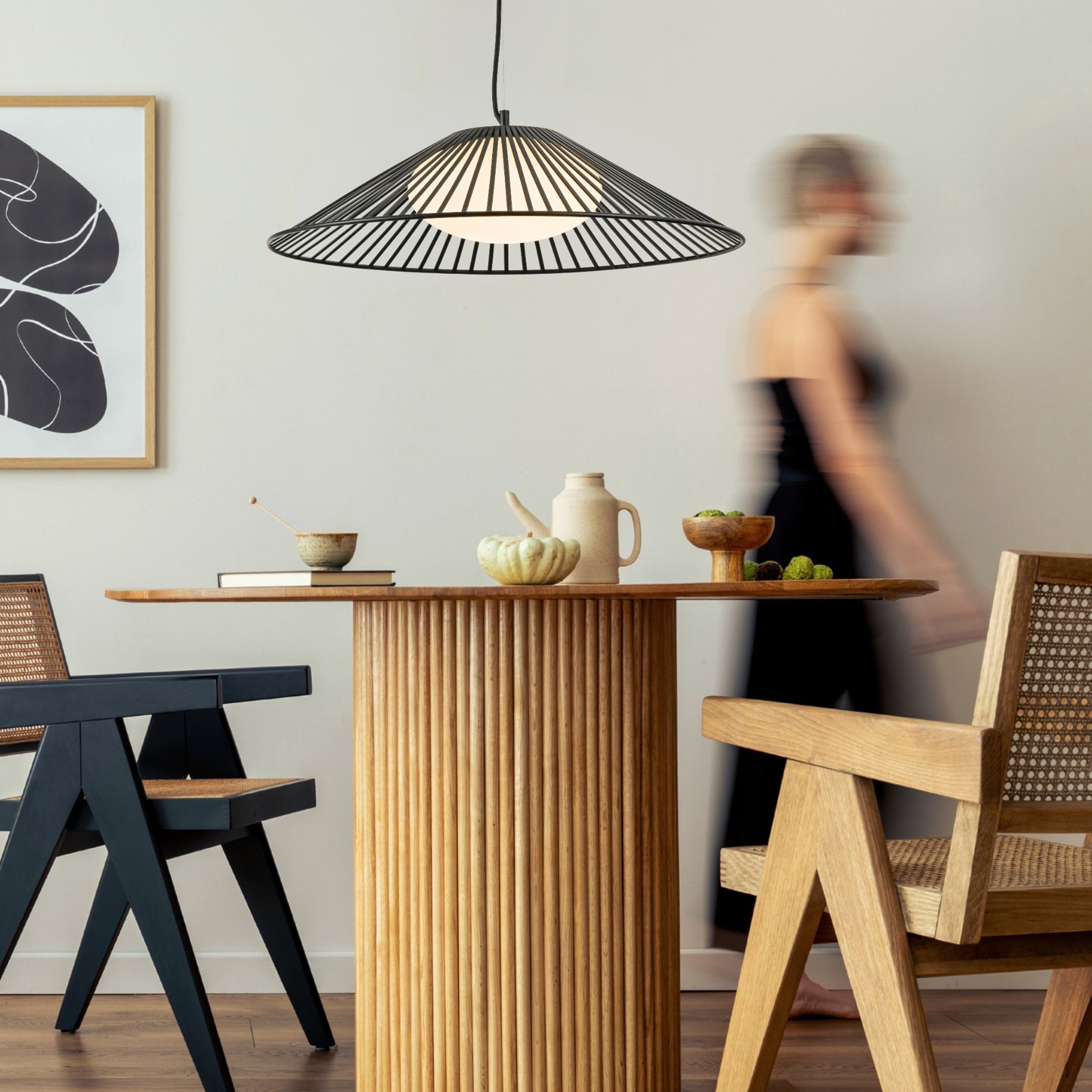 Lampa wisząca Sonte 60 czarna GX53 10W z białym kloszem