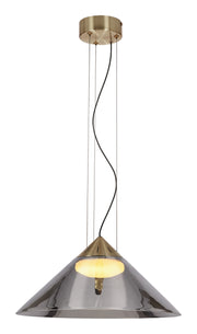 Lampa wisząca Presto 42 cm satynowy złoty z dymionym kloszem