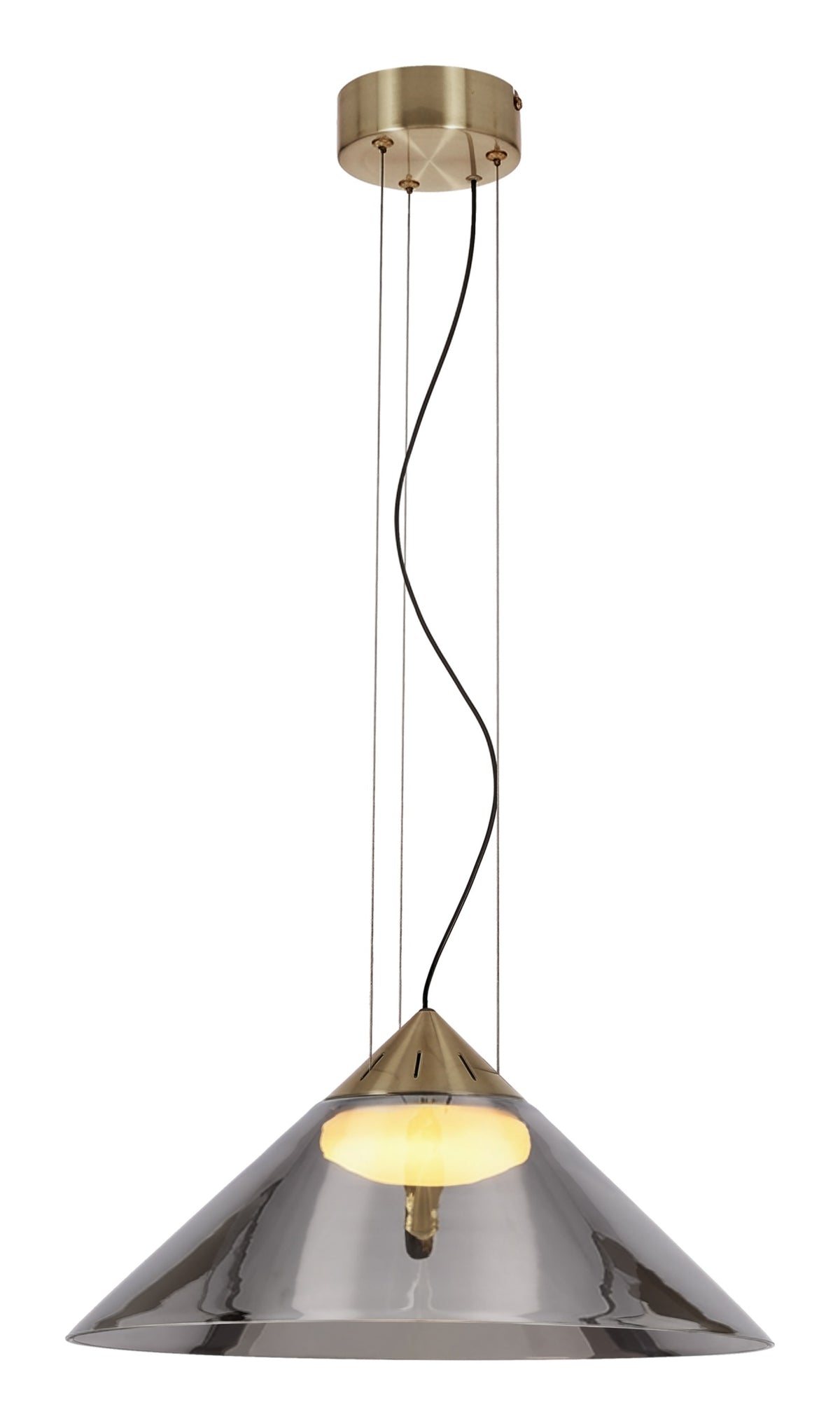 Lampa wisząca Presto 42 cm satynowy złoty z dymionym kloszem