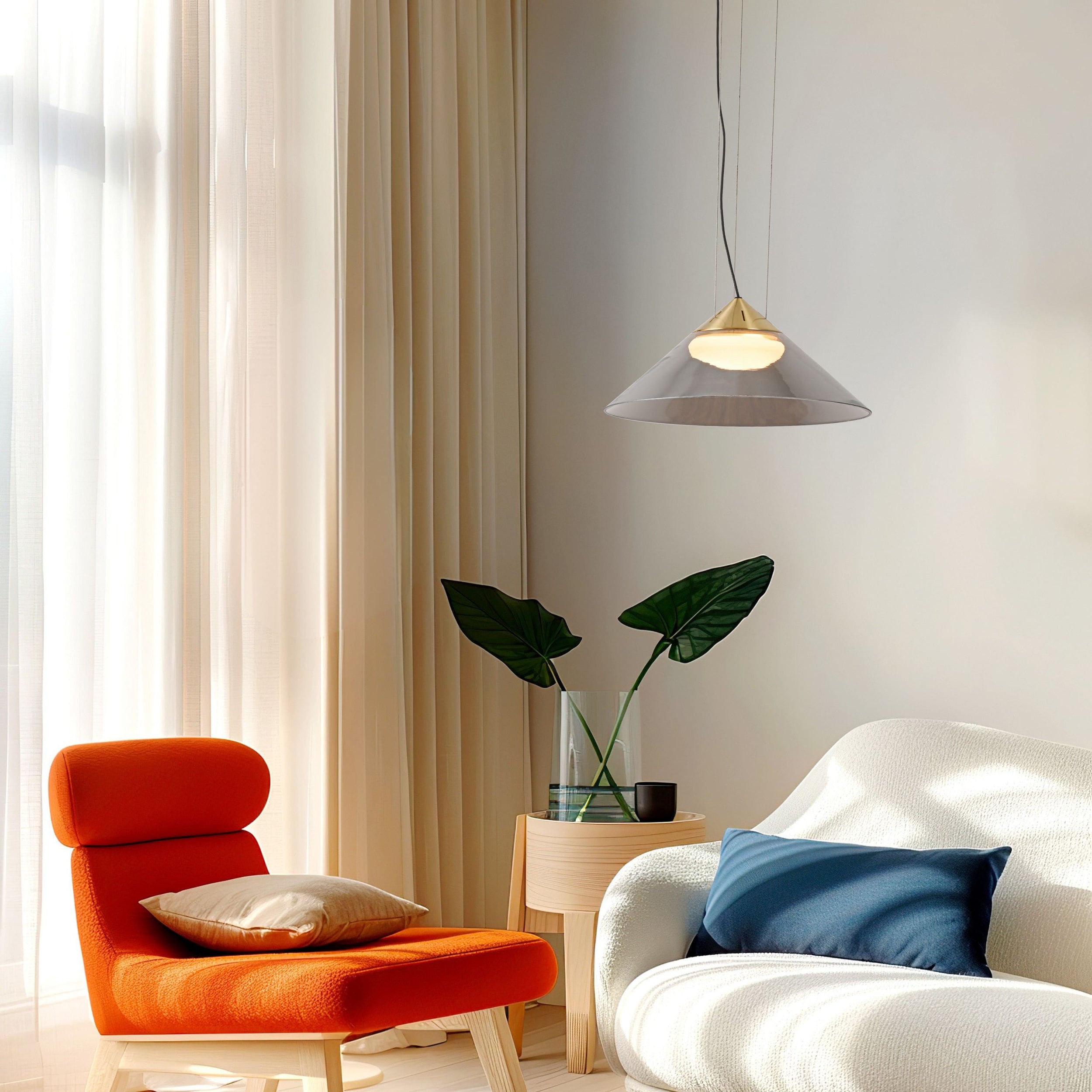 Lampa wisząca Presto 34 złota GX53 10W z dymiono-białym kloszem
