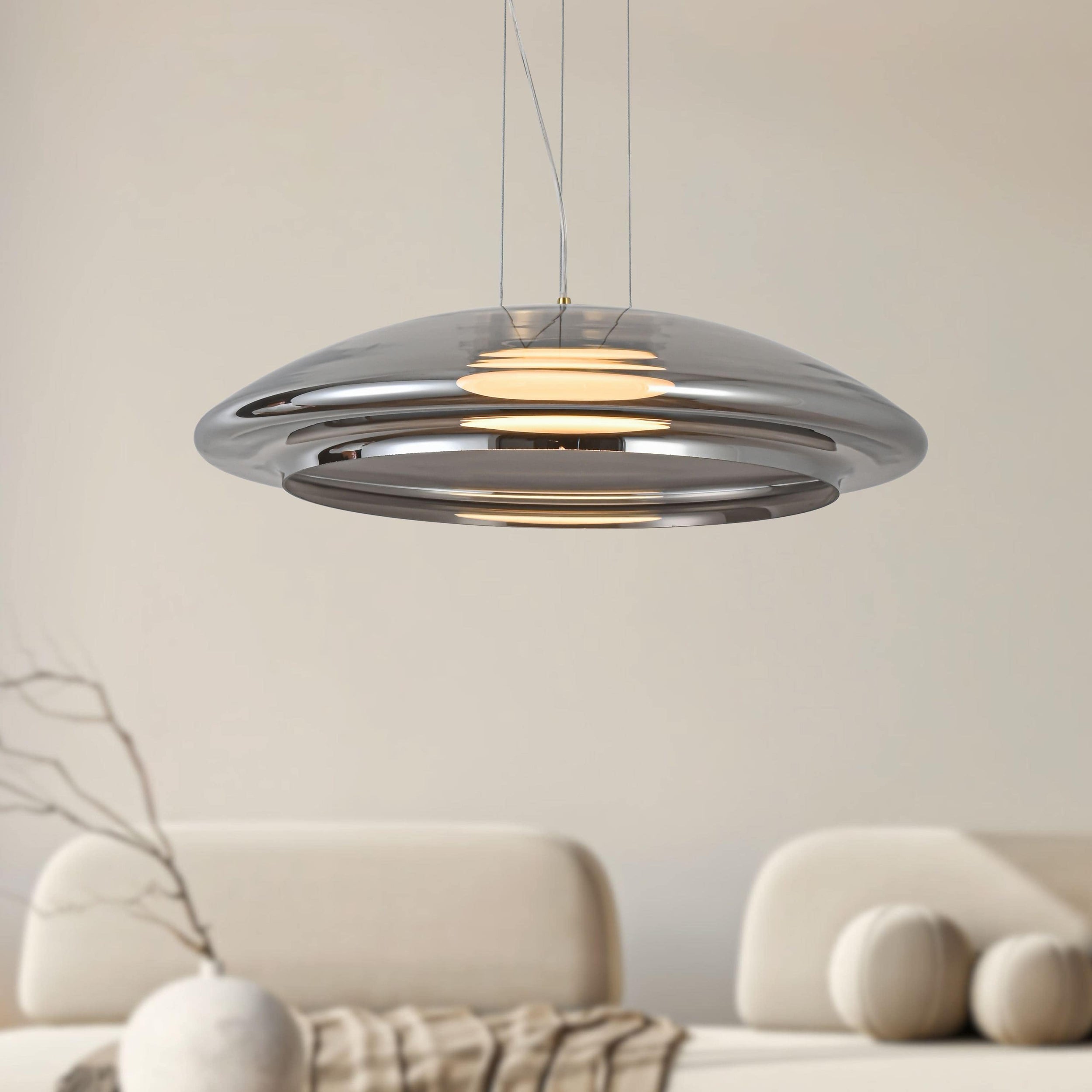 Lampa wisząca Ombre 42 złota GX53 10W z dymiono-białym kloszem