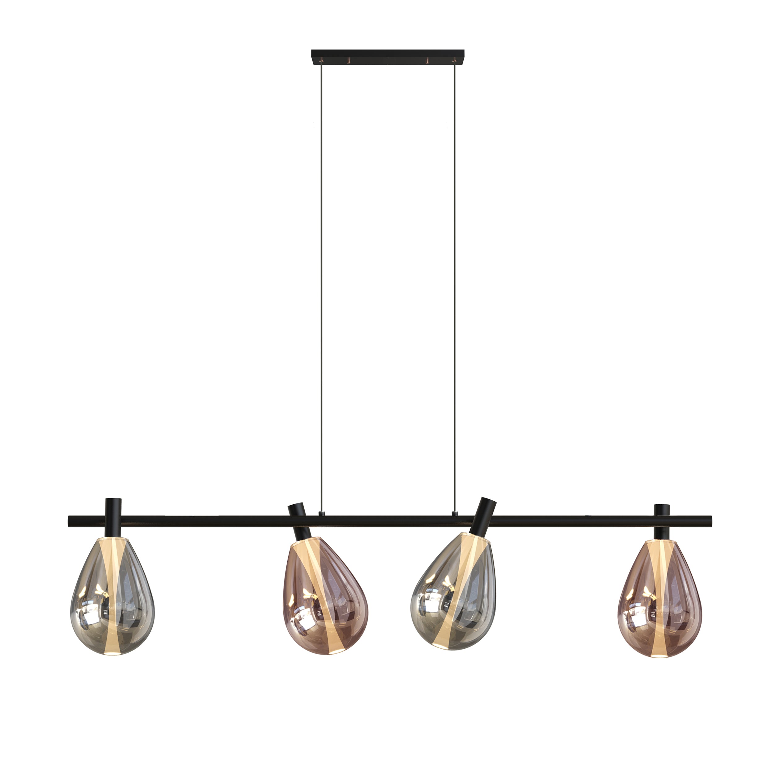 Lampa wisząca Denso czarna G9 4x5W z dymiono-miedzianym kloszem