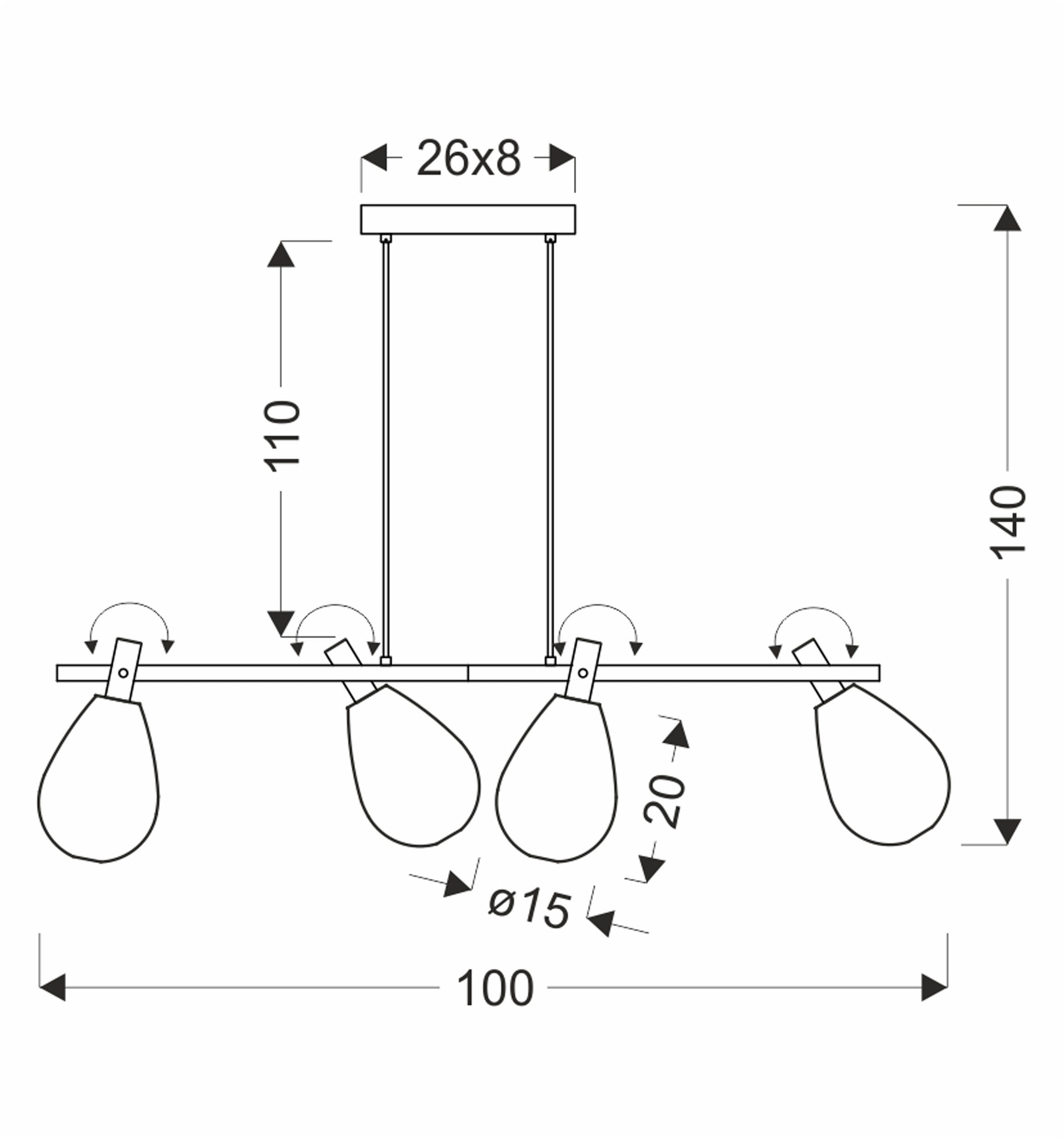 Lampa wisząca Denso czarna G9 4x5W z dymiono-miedzianym kloszem