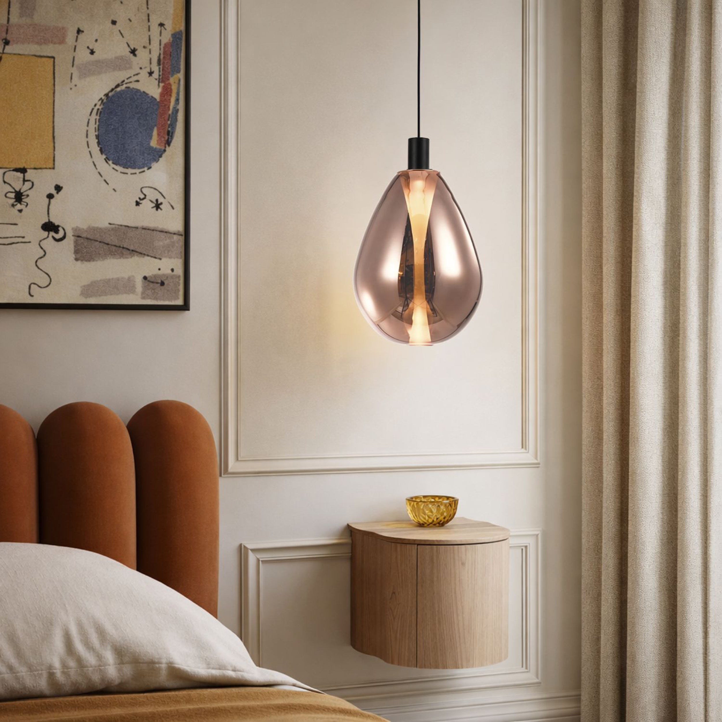 Lampa wisząca Denso 20 czarna G9 5W z miedzianym kloszem