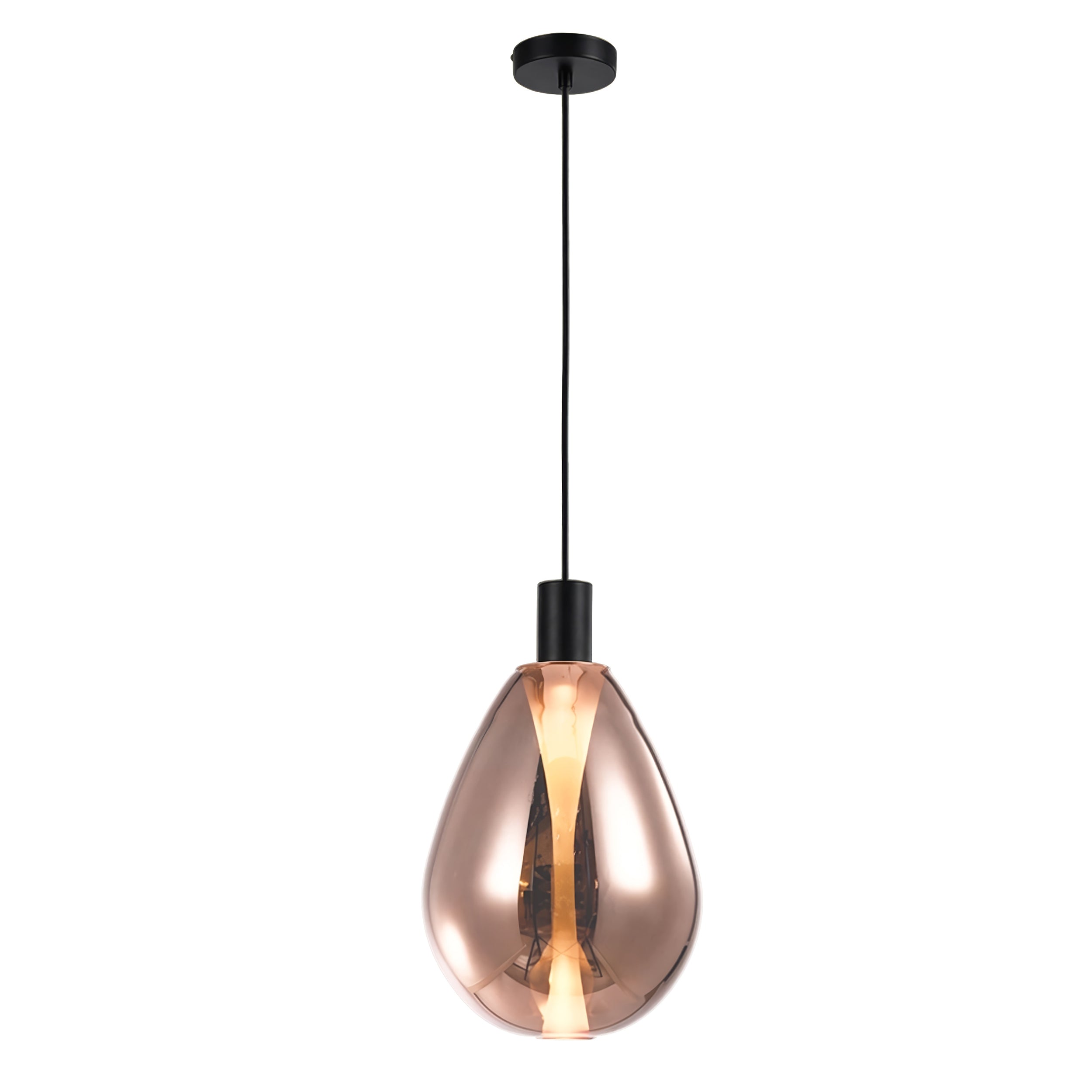 Lampa wisząca Denso 30 czarna GU10 10W z miedzianym kloszem