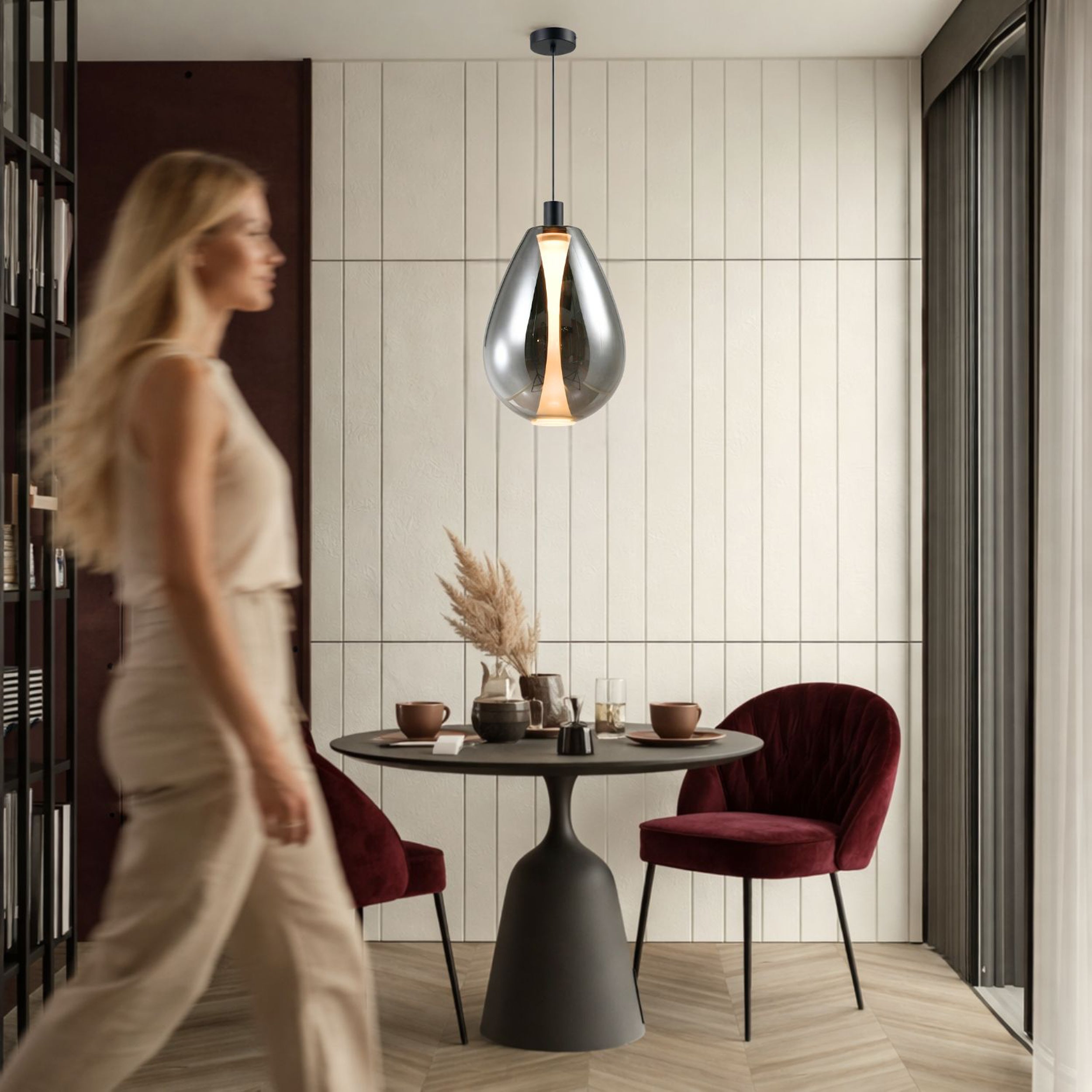 Lampa wisząca Denso 30 czarna GU10 10W z dymionym kloszem