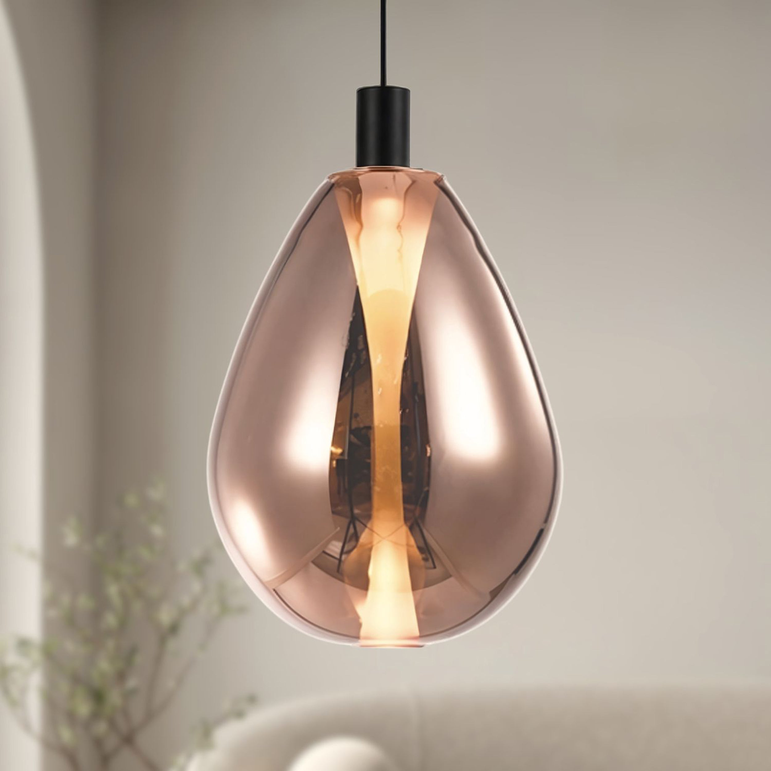 Lampa wisząca Denso 30 czarna GU10 10W z miedzianym kloszem