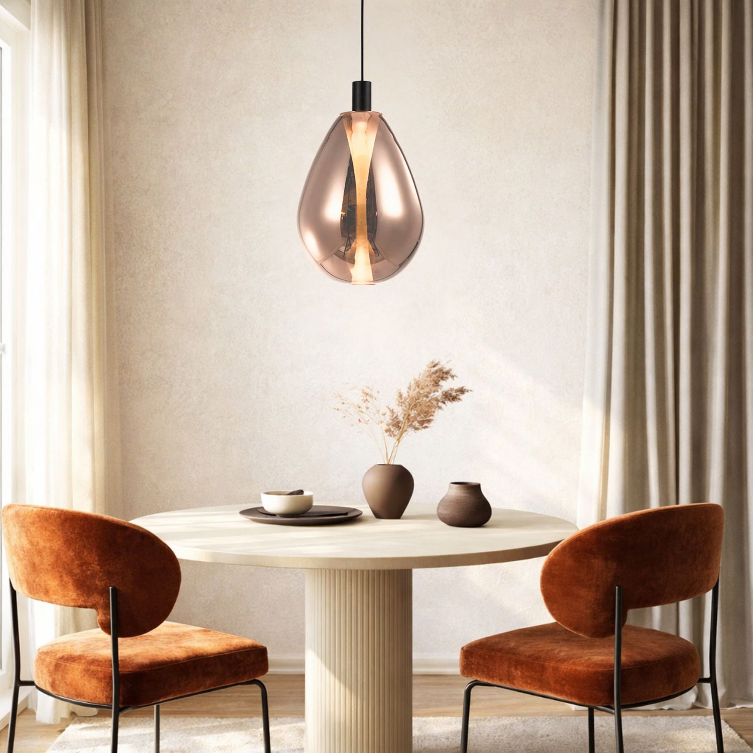 Lampa wisząca Denso 30 czarna GU10 10W z miedzianym kloszem