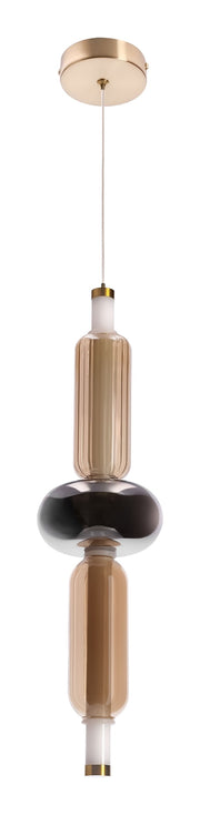 Lampa wisząca LED Kelly x3 złota z bursztynowym/dymionym kloszem