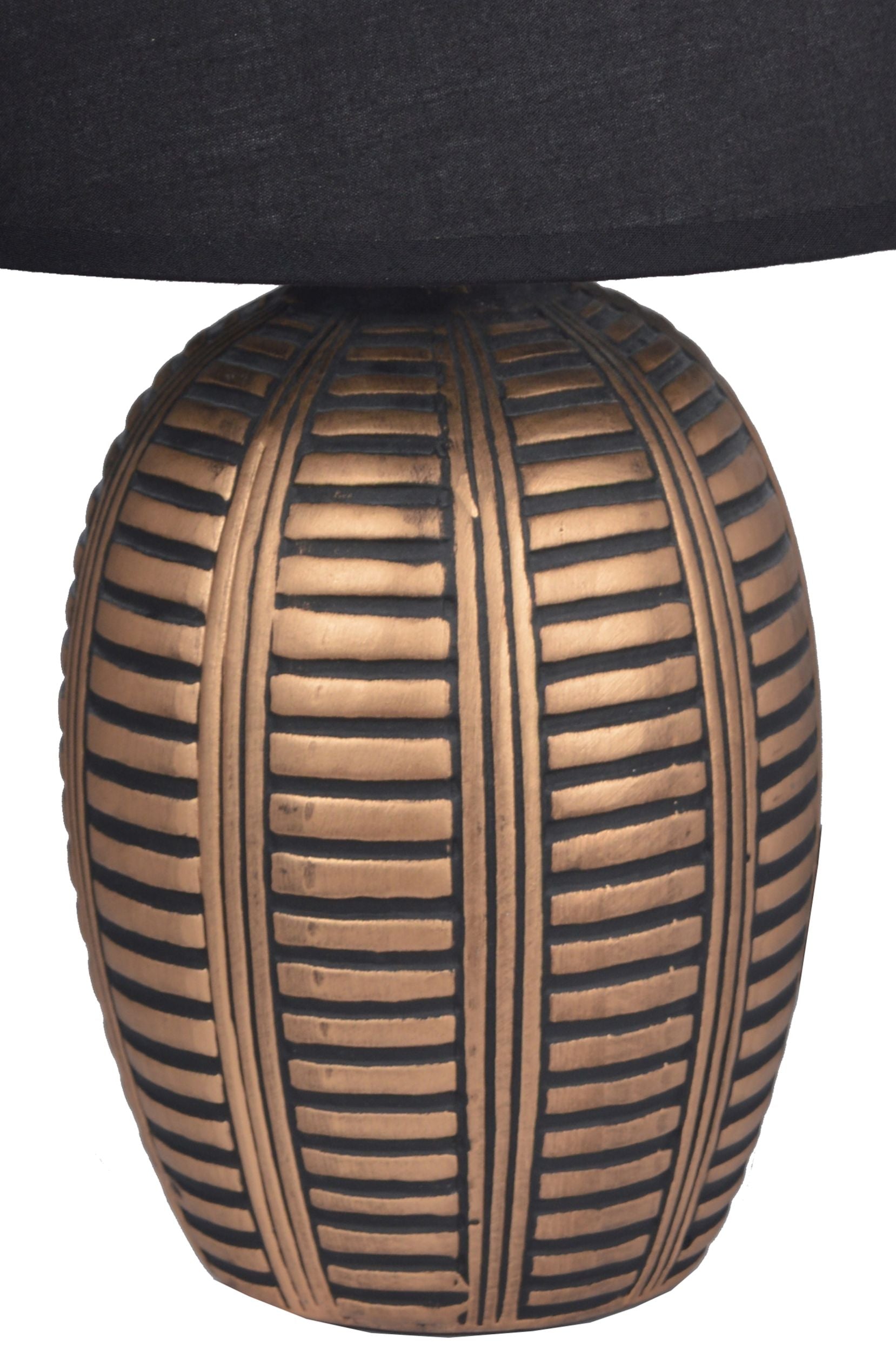 Lampa stołowa Clayne złoto-czarna z czarnym abażurem