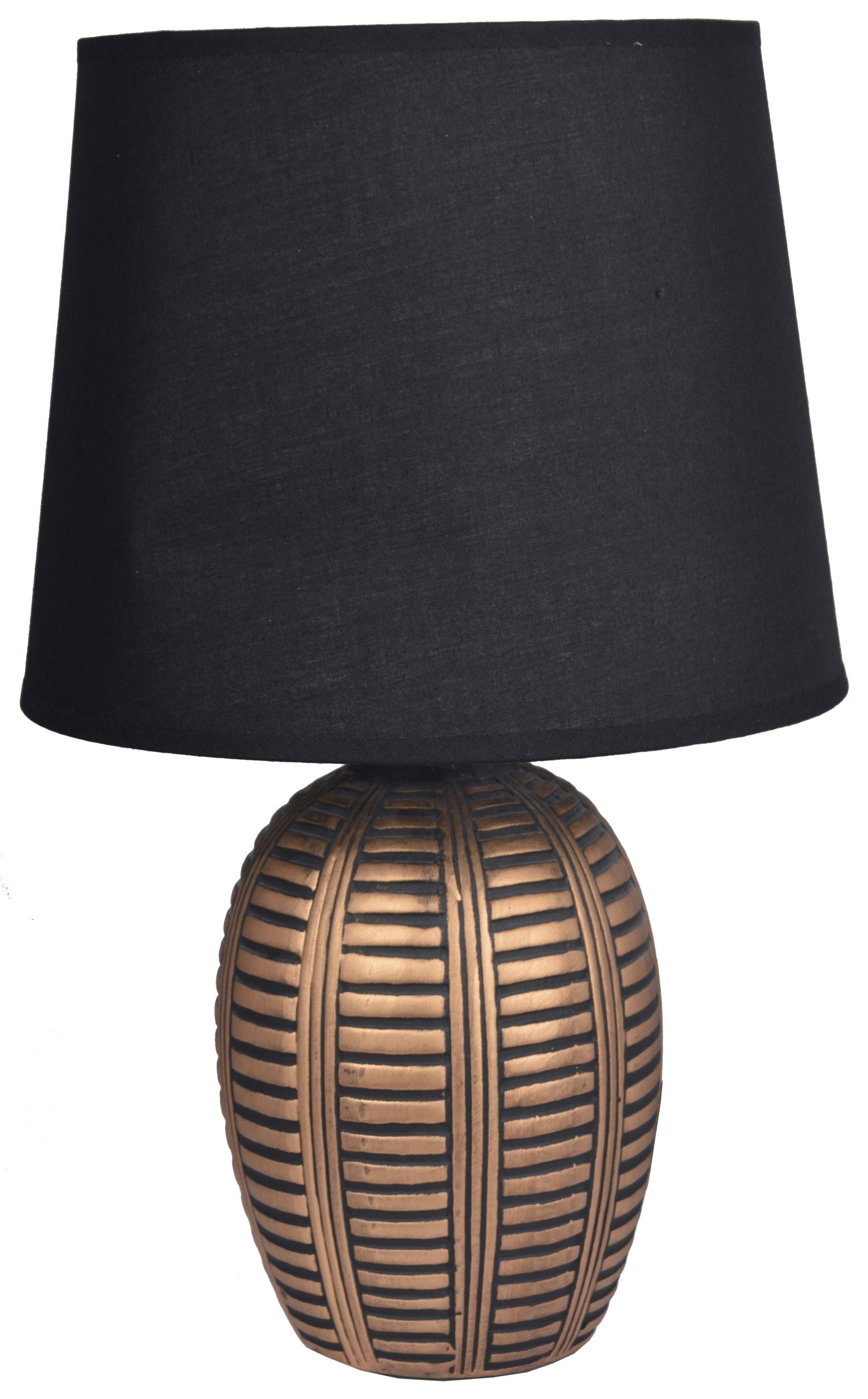 Lampa stołowa Clayne złoto-czarna z czarnym abażurem