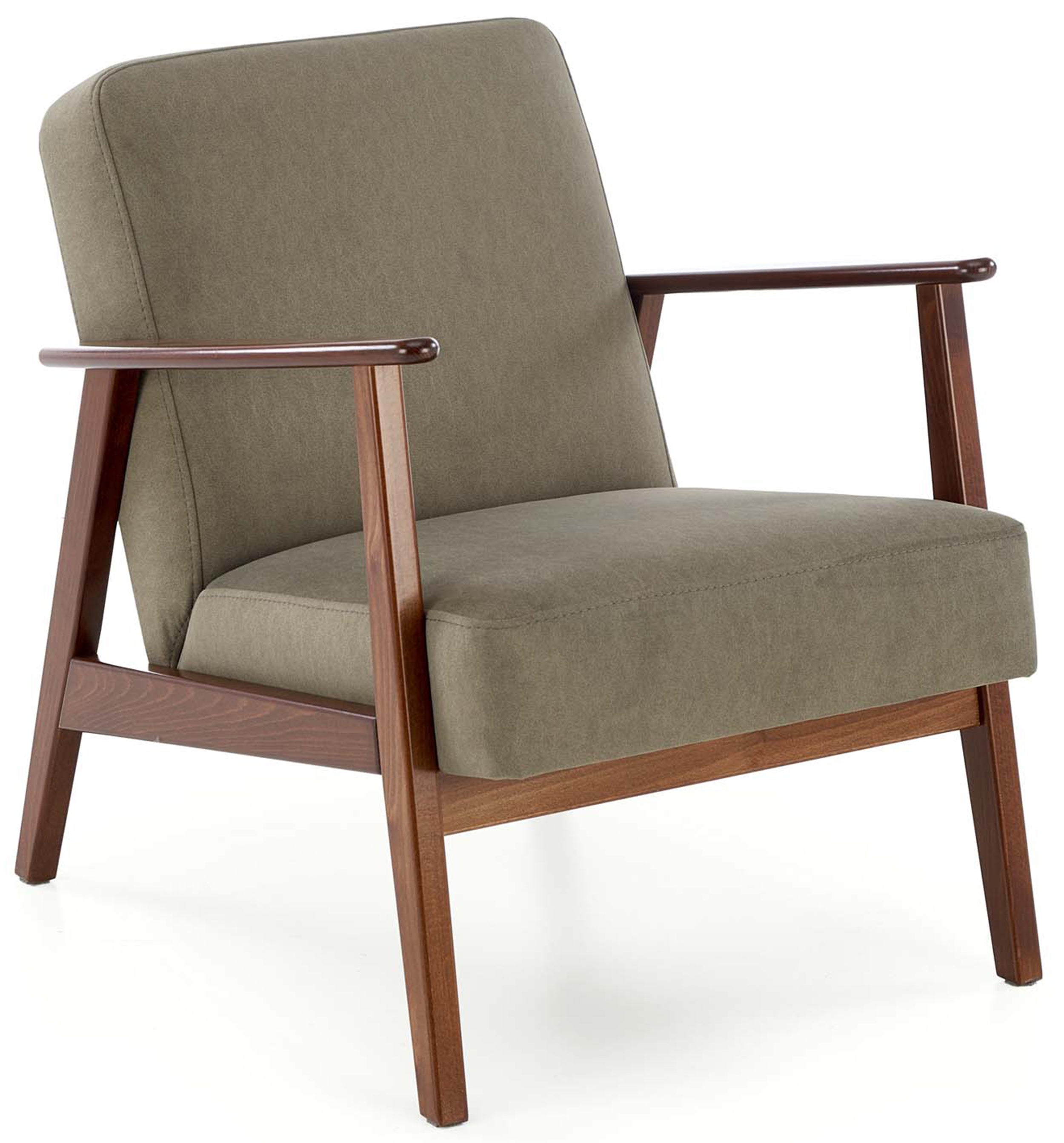 Fotel z podłokietnikami Dellity buk / oliwkowy