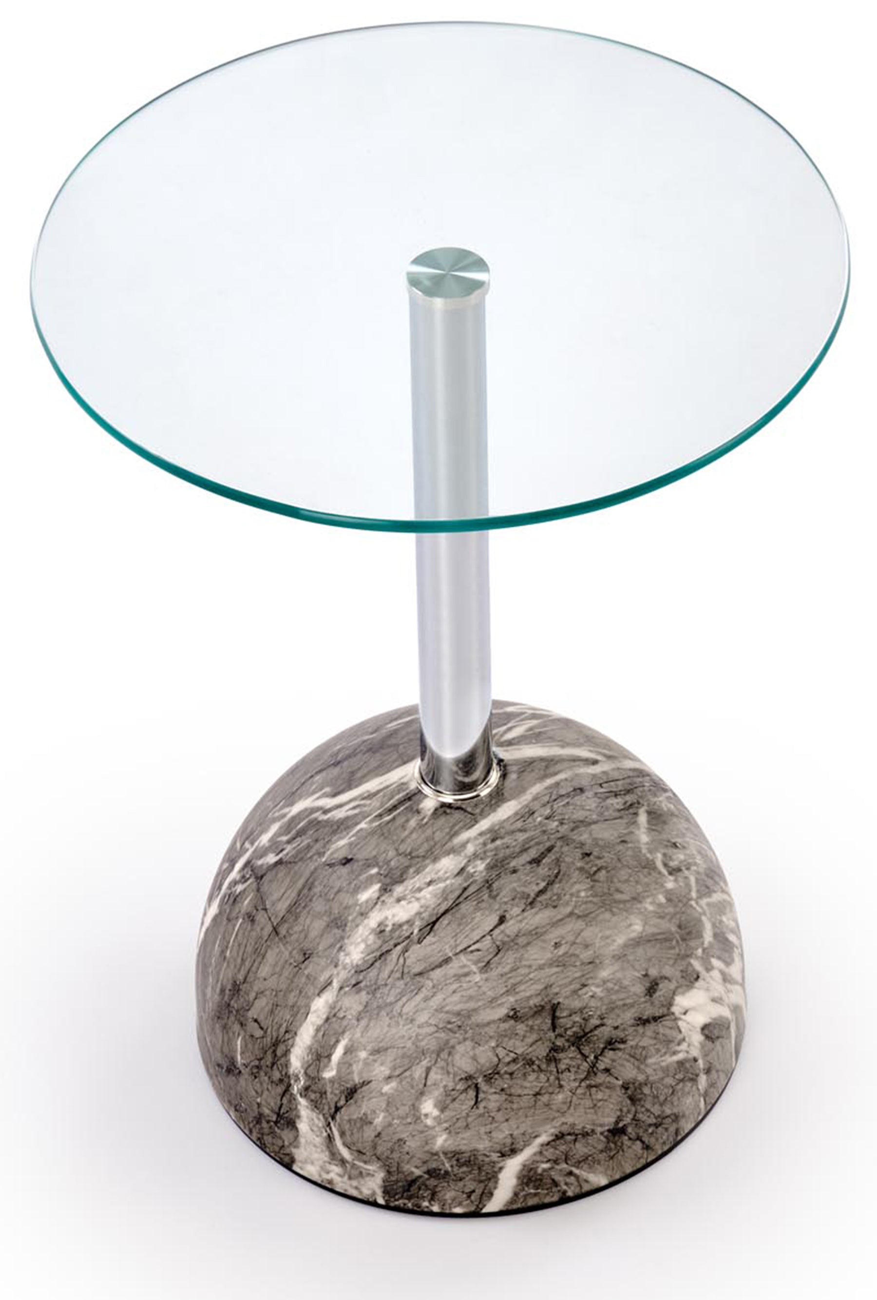 Stolik kawowy Calvane okrągły 40 cm transparentny/szary marmur