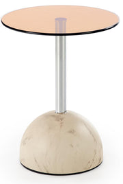 Stolik kawowy Calvane okrągły 40 cm brązowy/beżowy marmur
