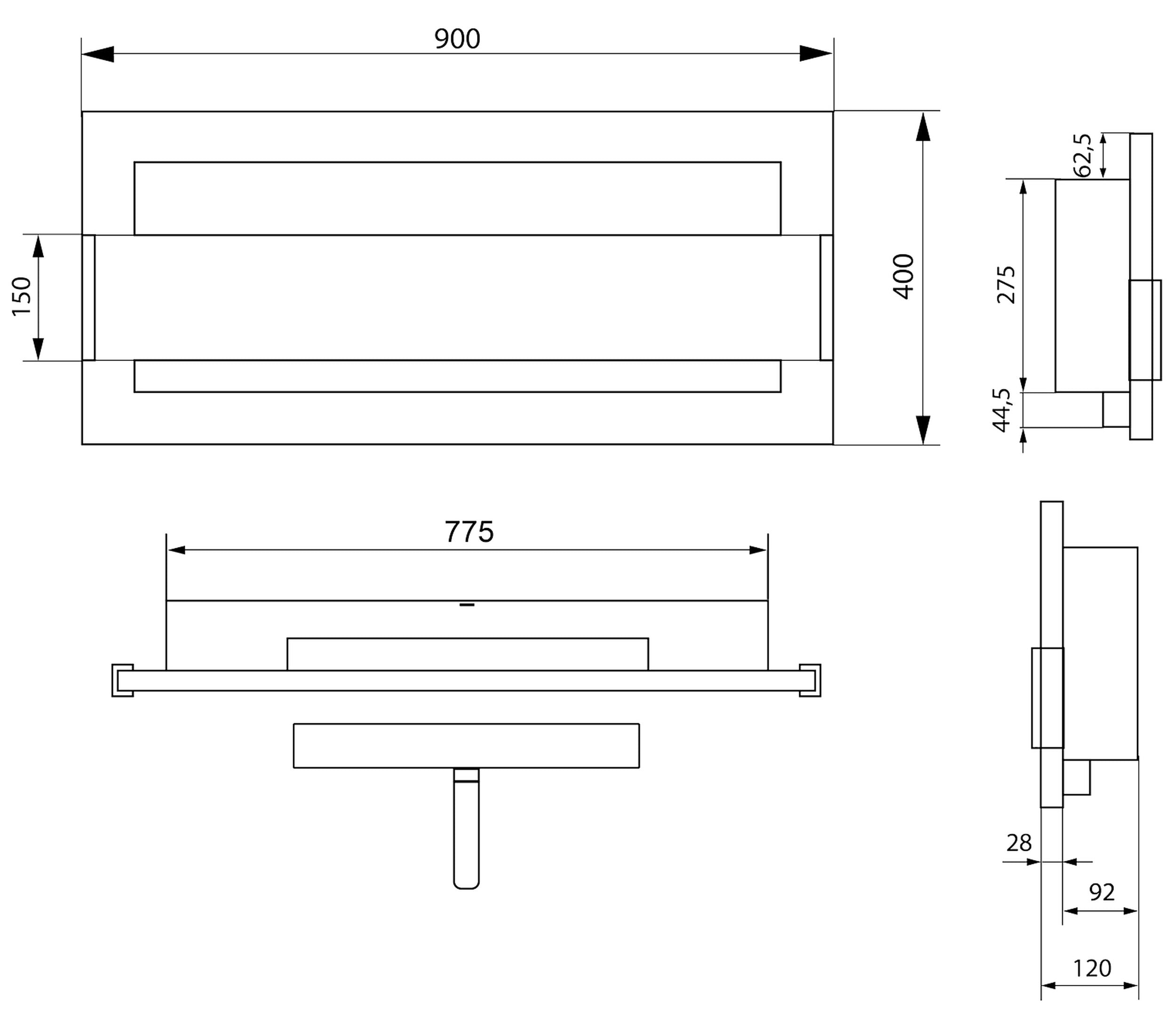 Biokominek Maltern 90x40 cm z szybą czarny połysk z certyfikatem TÜV
