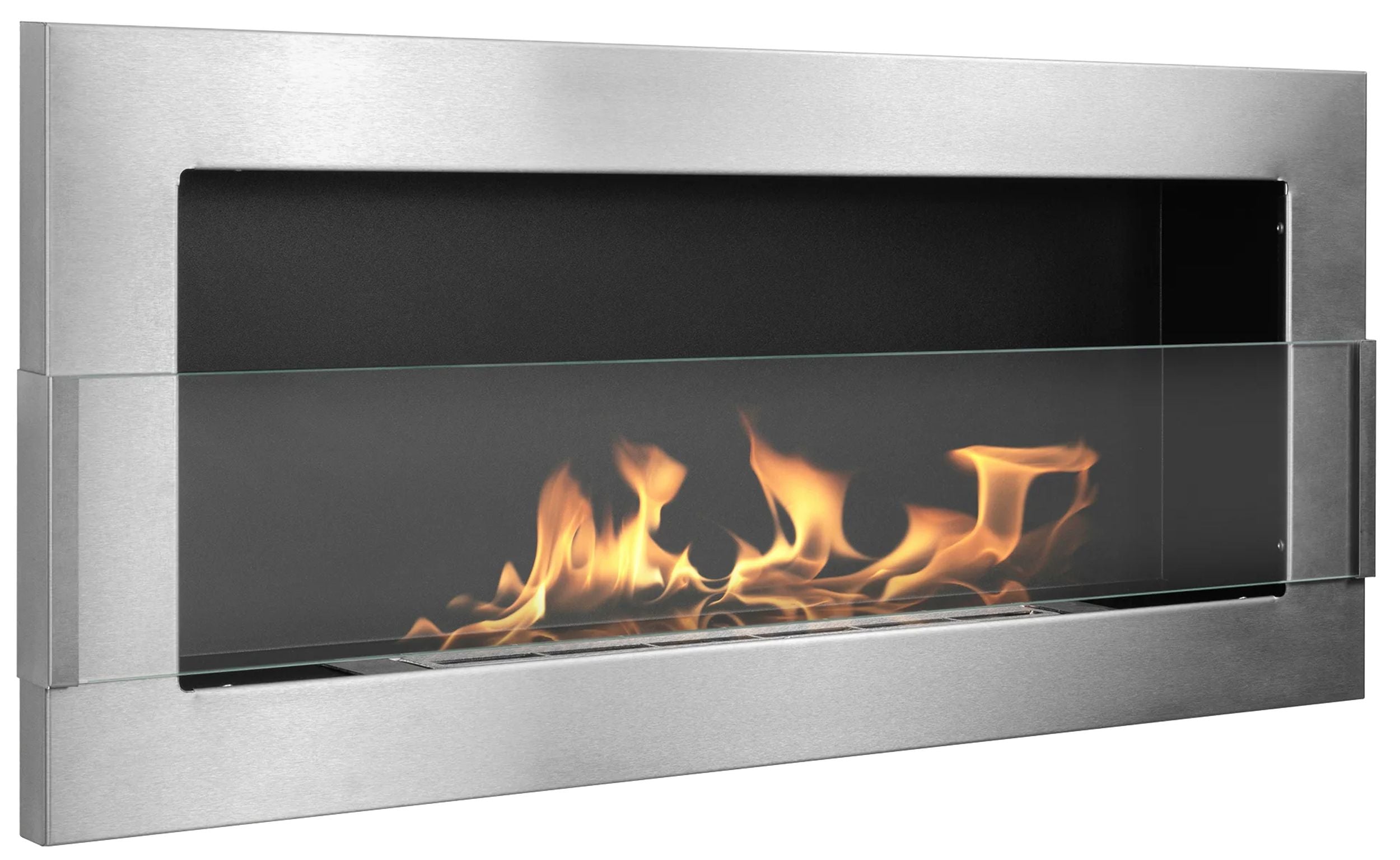 Biokominek Maltern 90x40 cm z szybą INOX srebrny z certyfikatem TÜV