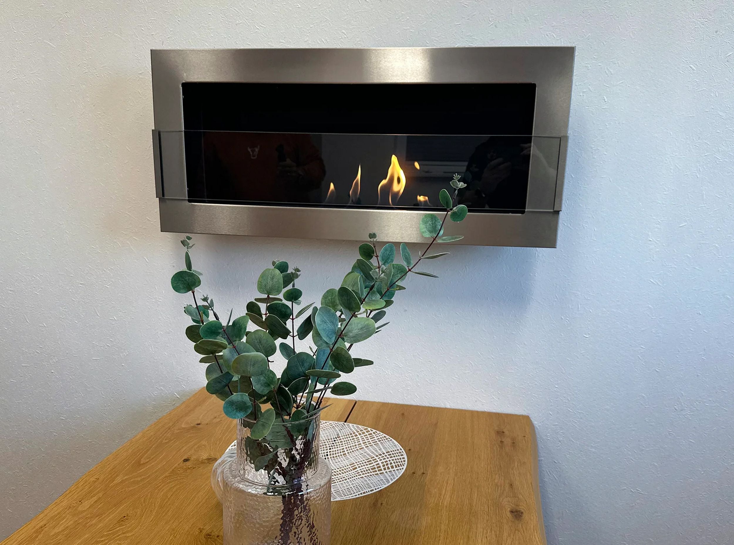 Biokominek Maltern 90x40 cm z szybą INOX srebrny z certyfikatem TÜV