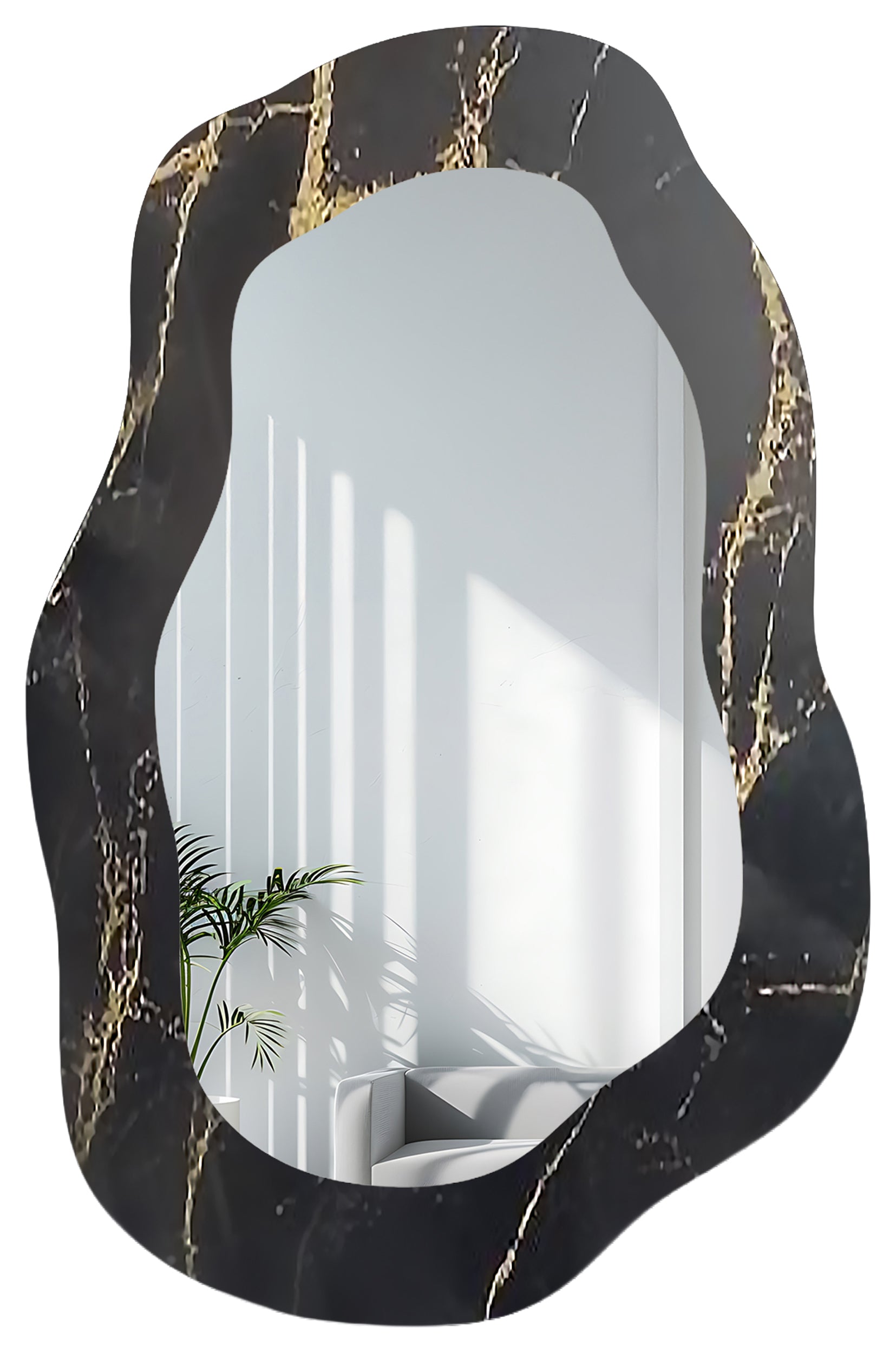 Lustro ścienne Marble Nocto 50x77 cm motyw czarno-złotego marmuru