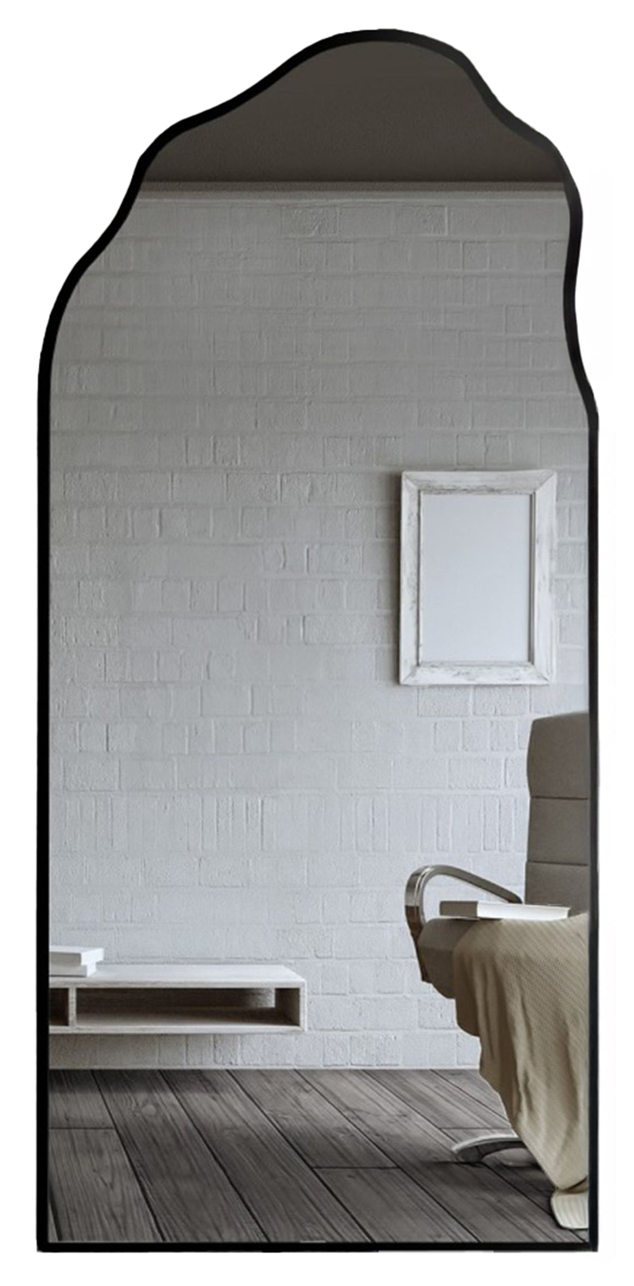 Lustro ścienne Auro 155x90 cm półowalne w czarnej ramie