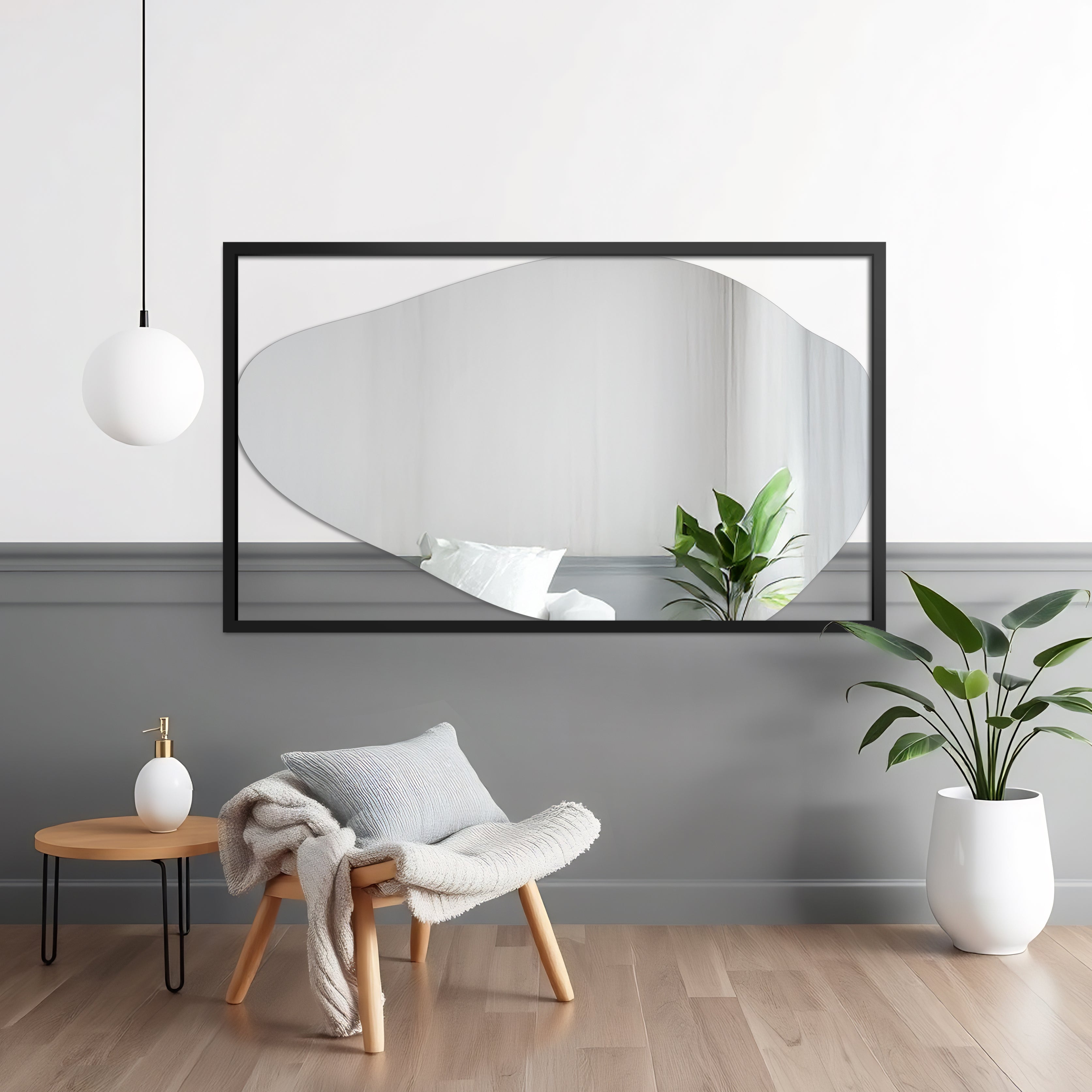 Lustro ścienne Hubertus 140x70 cm w czarnej ramie poziome