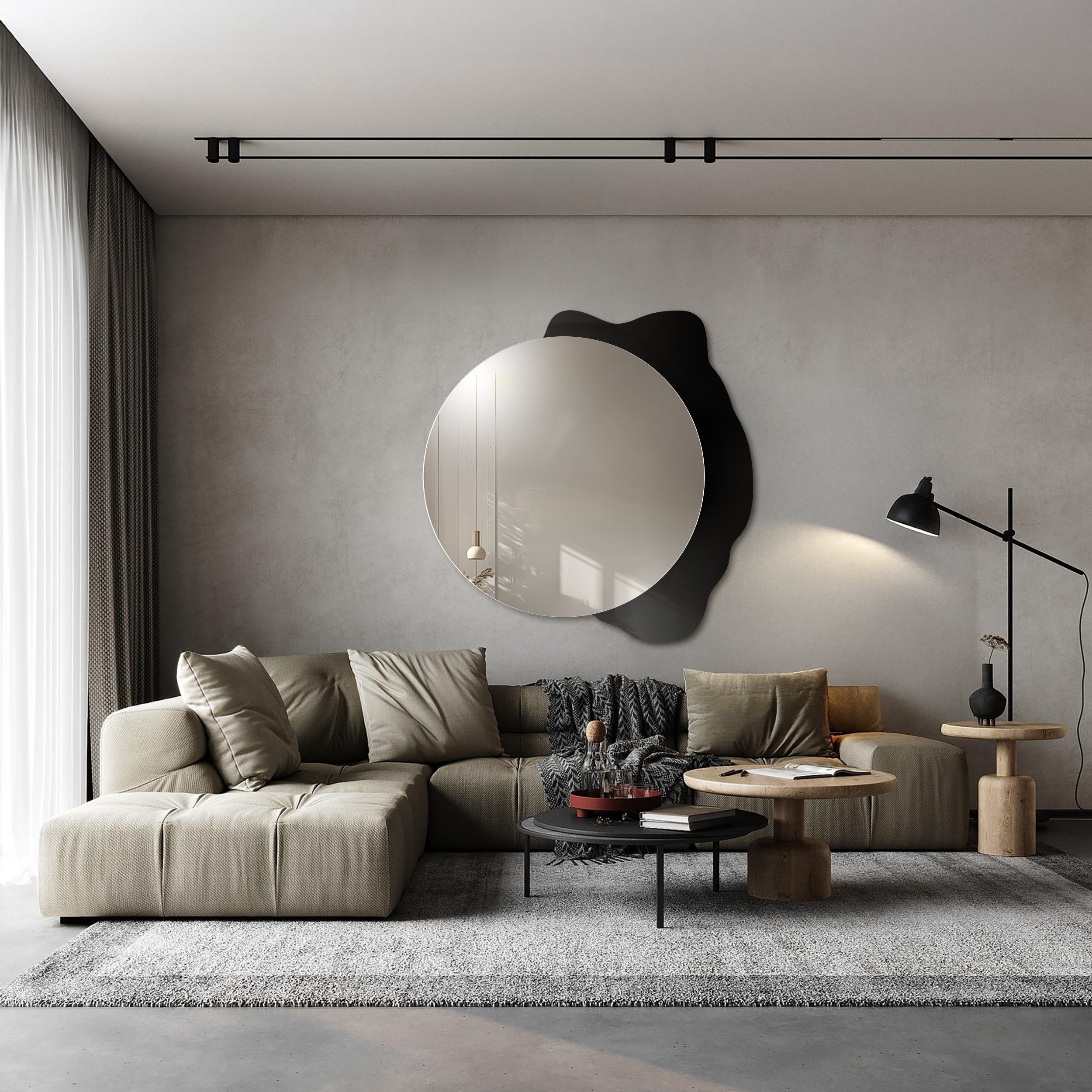 Lustro ścienne Plamko średnica 51 cm na czarnej plamie