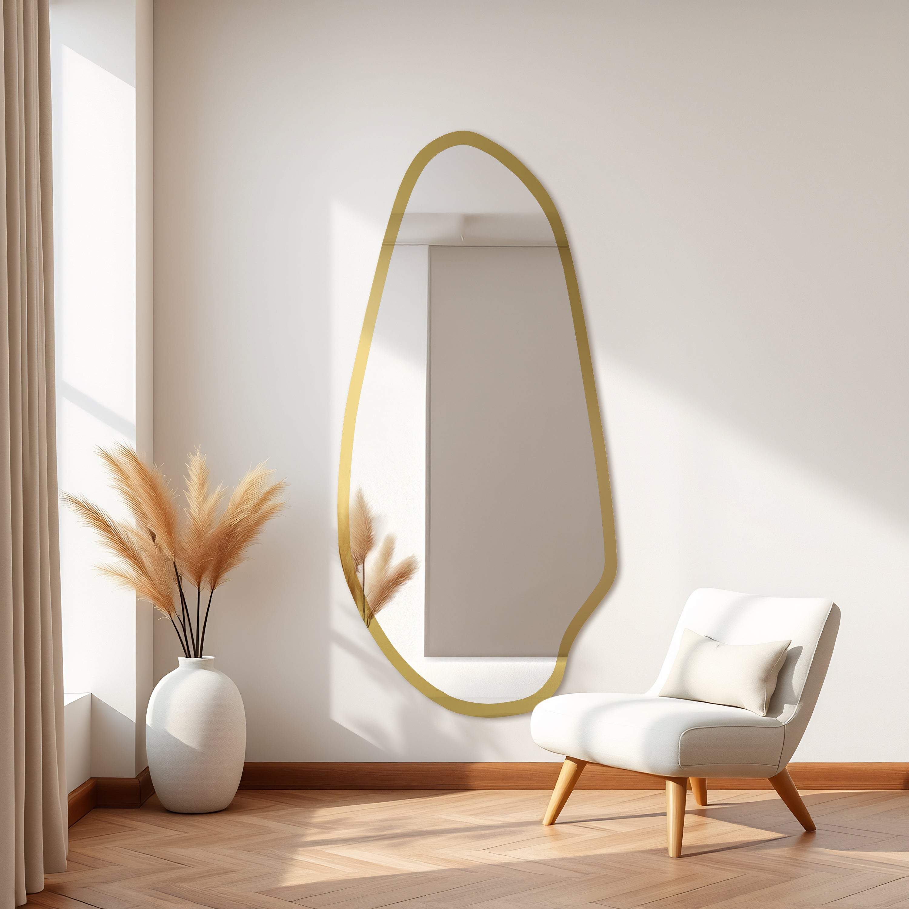 Lustro ścienne Jaspis 150x68 cm w ramie złoty połysk