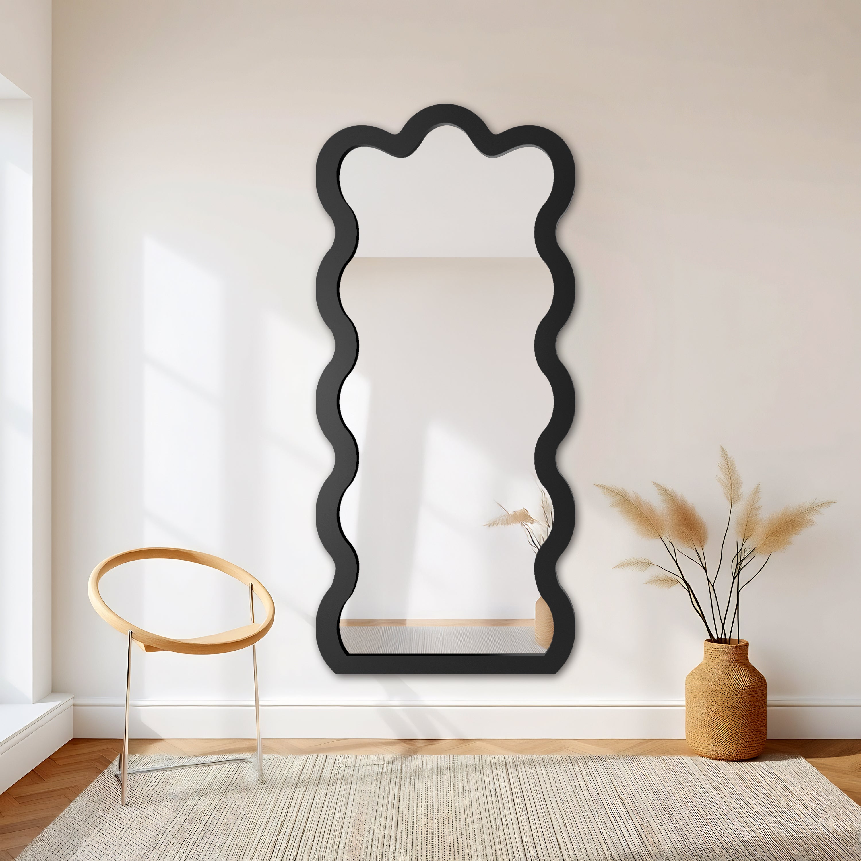 Lustro ścienne Wave 110x50 cm w czarnej ramie