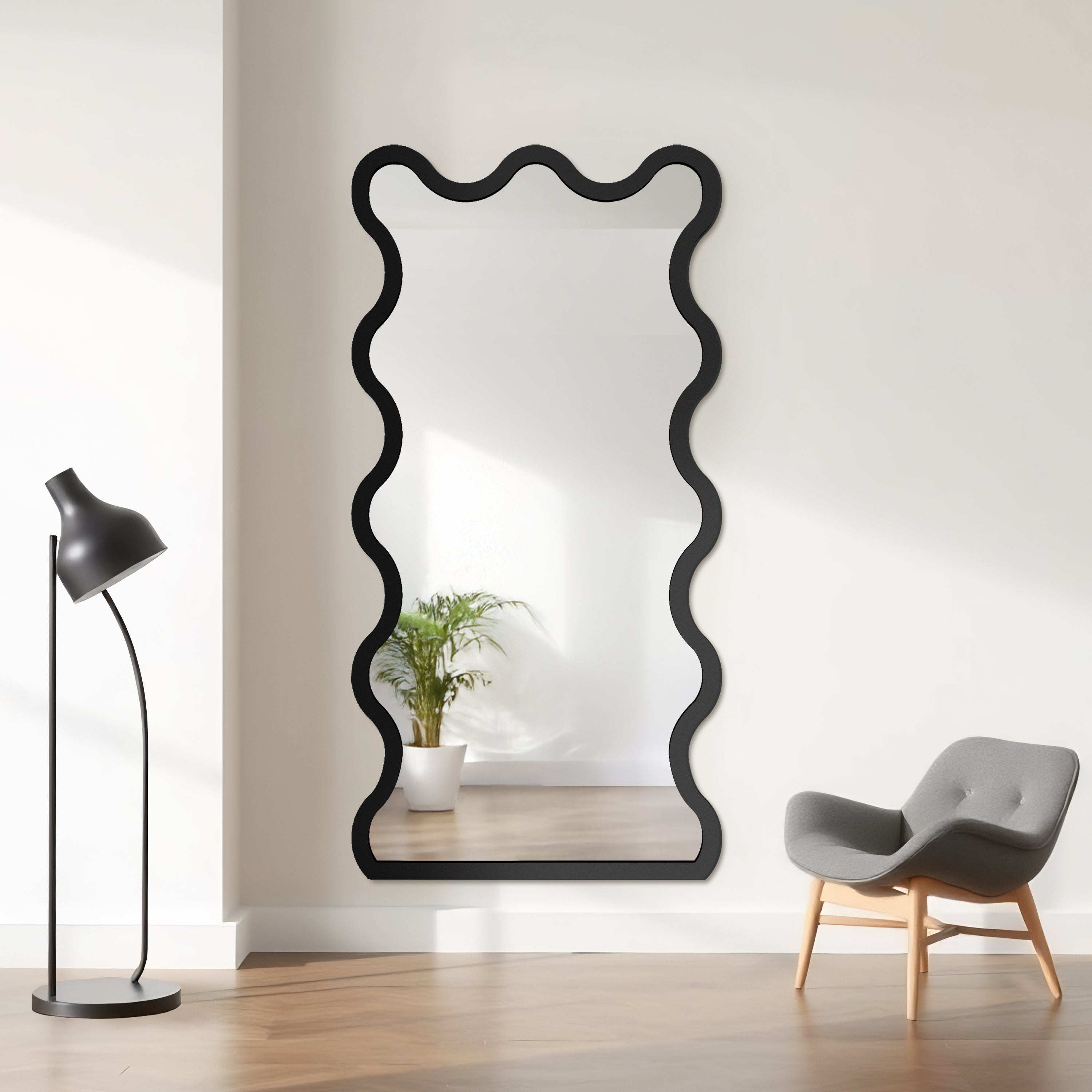 Lustro ścienne Twist 140x70 cm w czarnej ramie