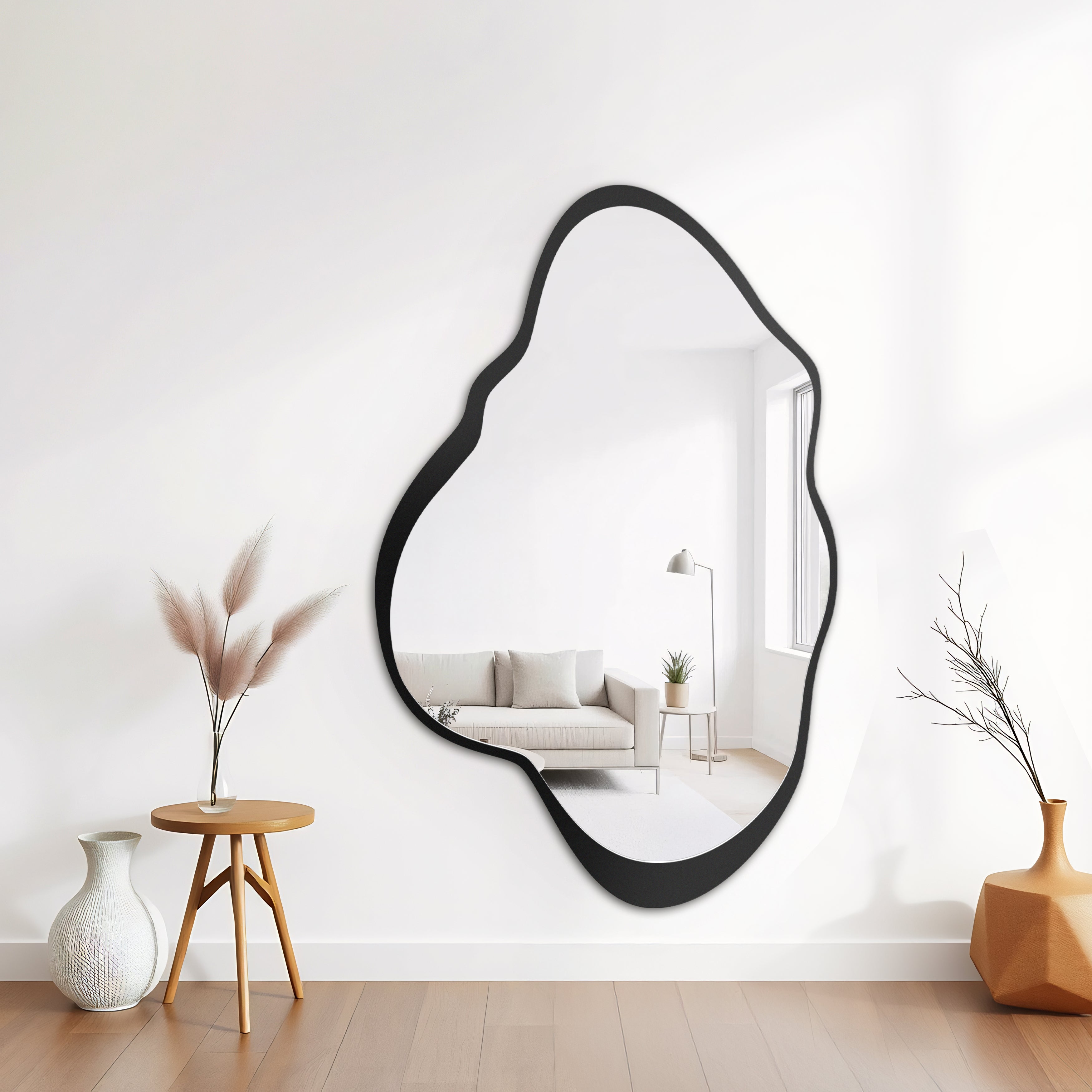 Lustro ścienne Poco 128x80 cm w czarnej ramie pionowe