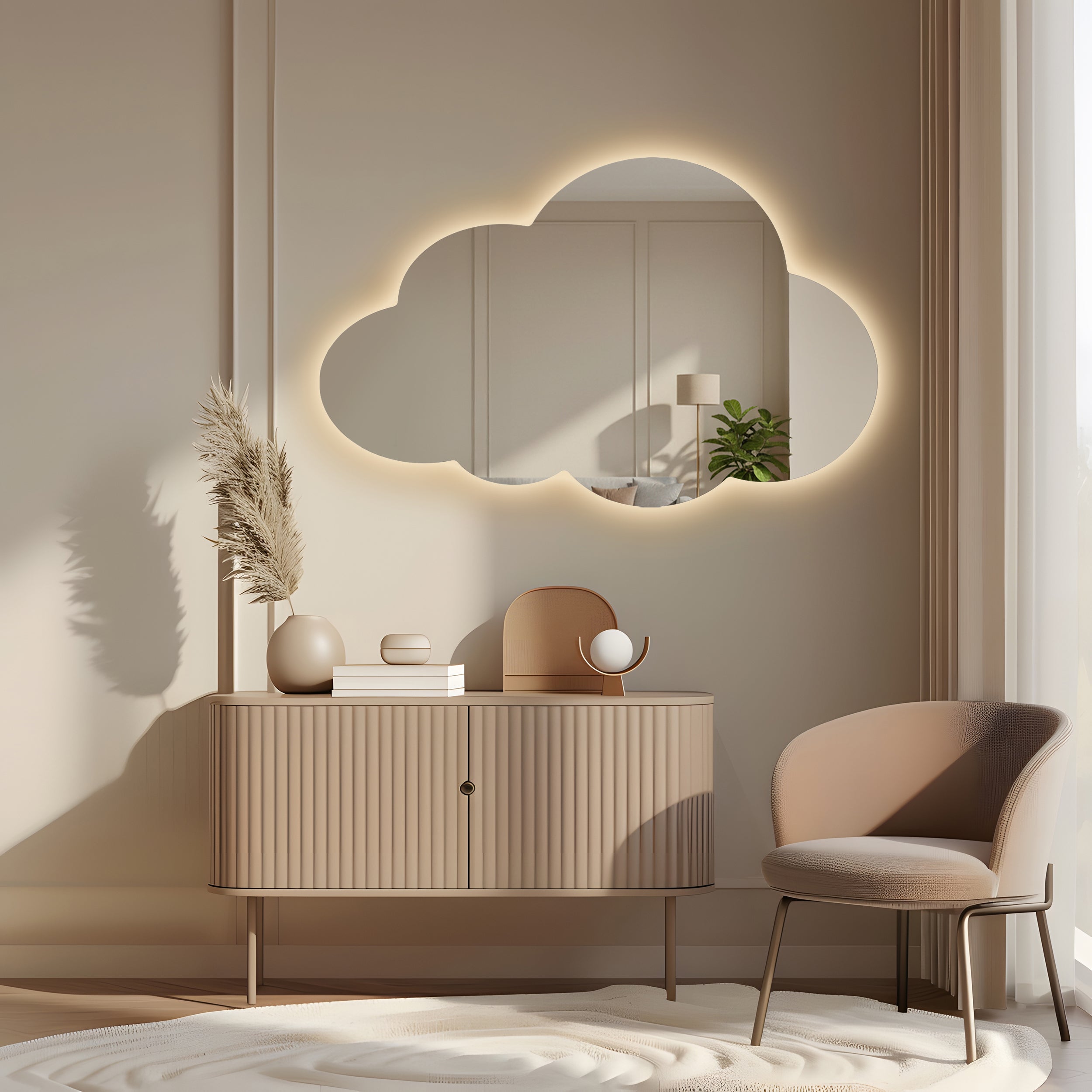 Lustro ścienne Cloud LED 80x50 cm w kształcie chmurki