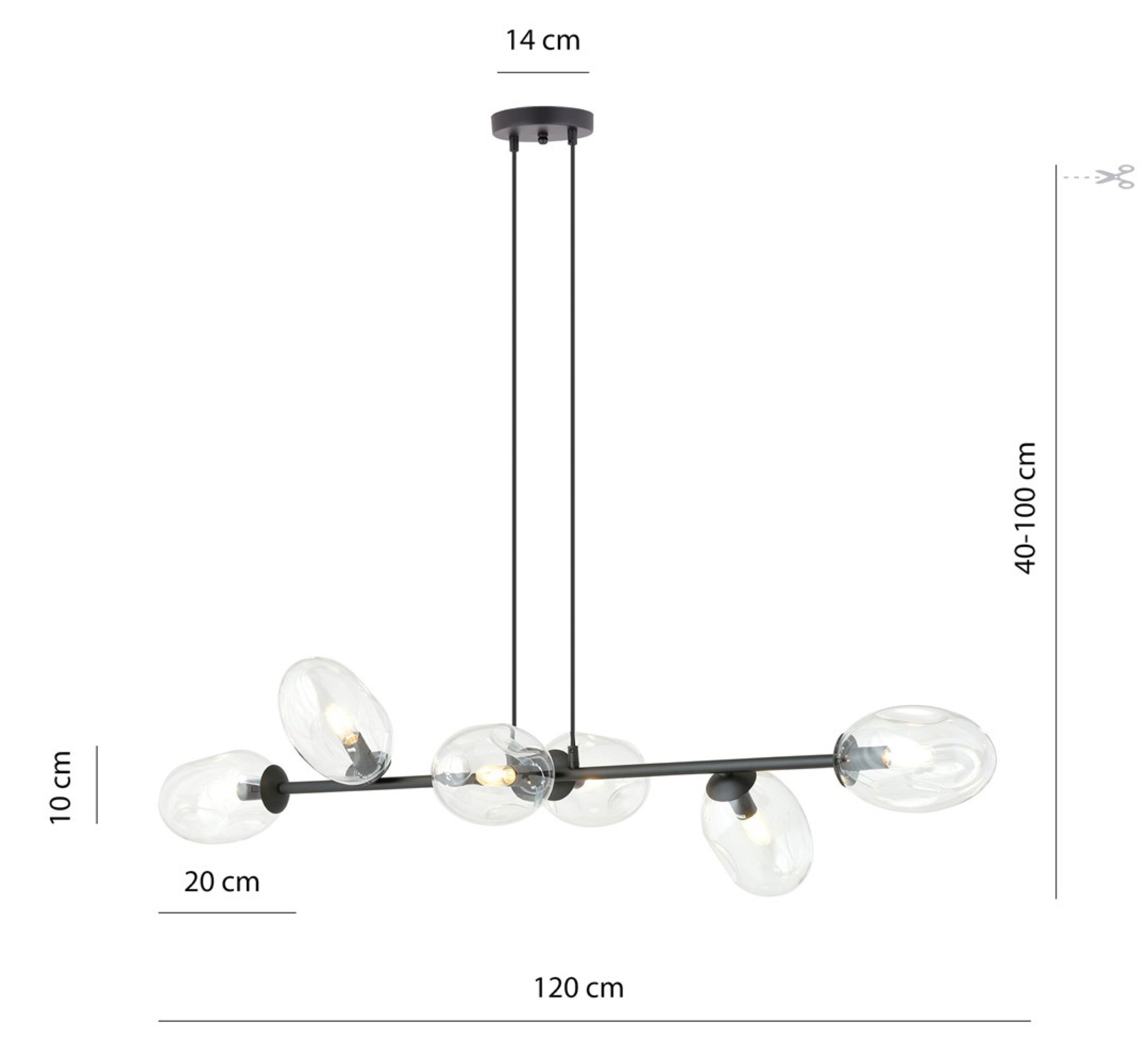 Lampa sufitowa Pandora x6 czarna