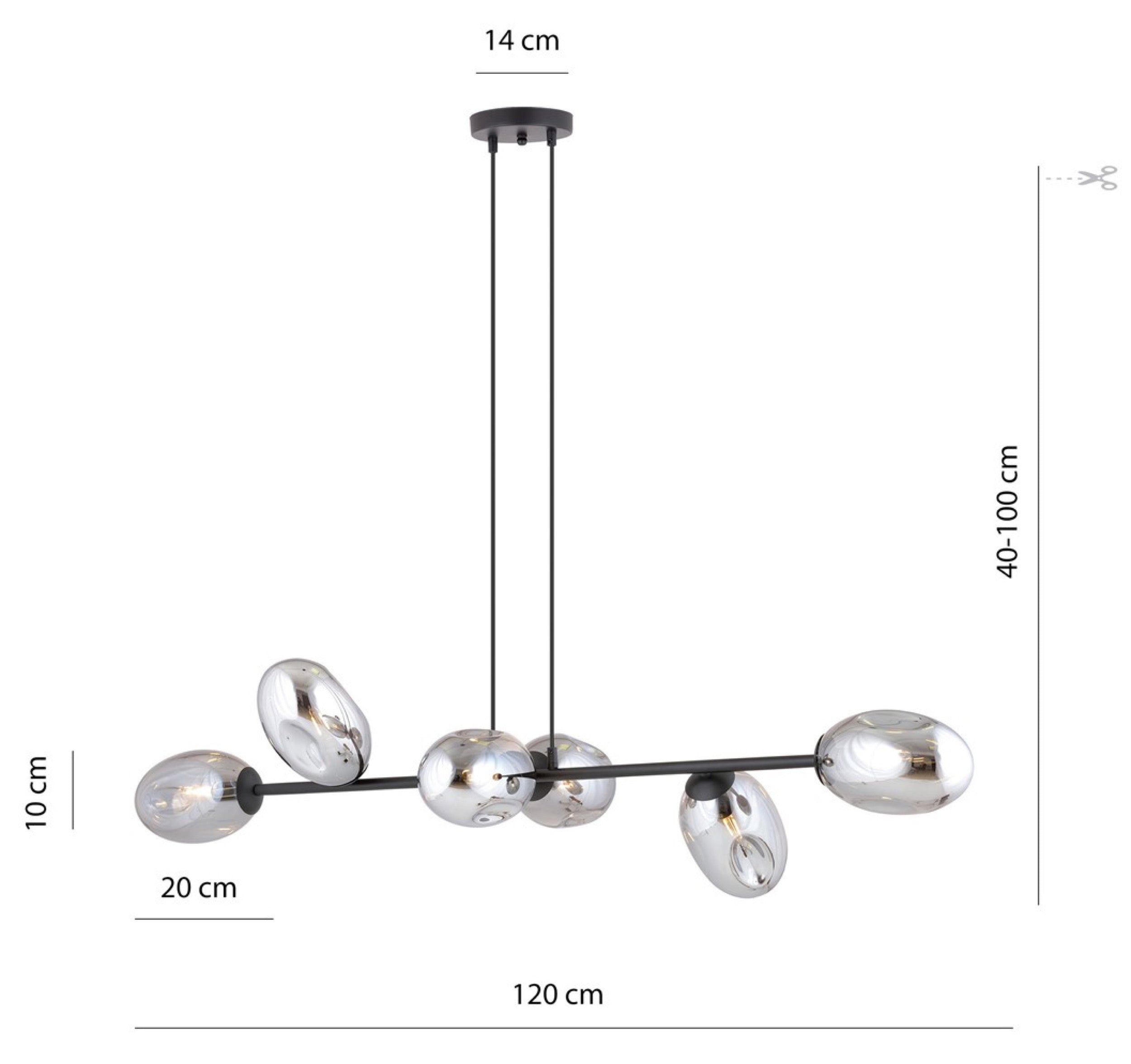 Lampa sufitowa Pandora x6 czarno-szara