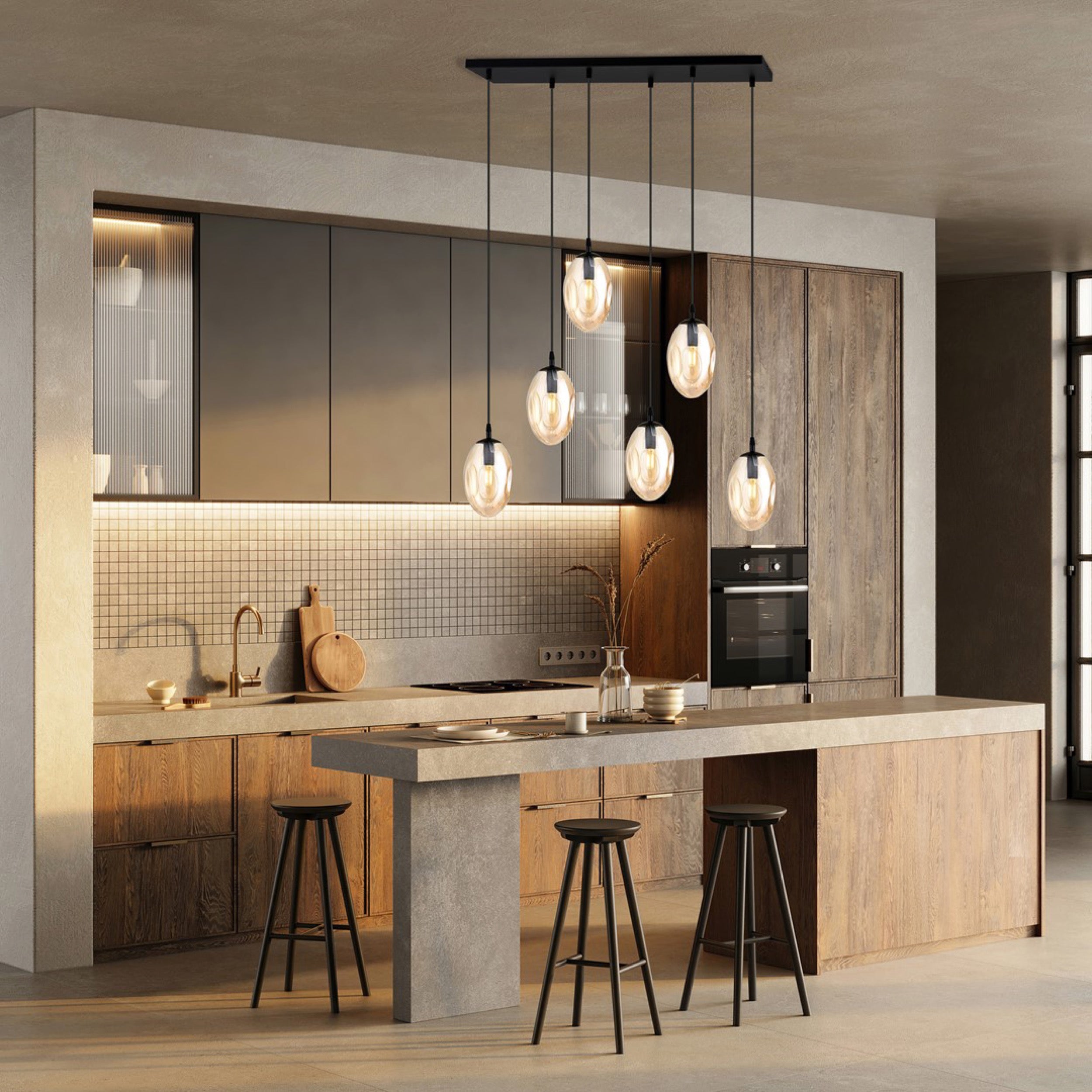 Lampa sufitowa Astral x6 czarno-beżowa