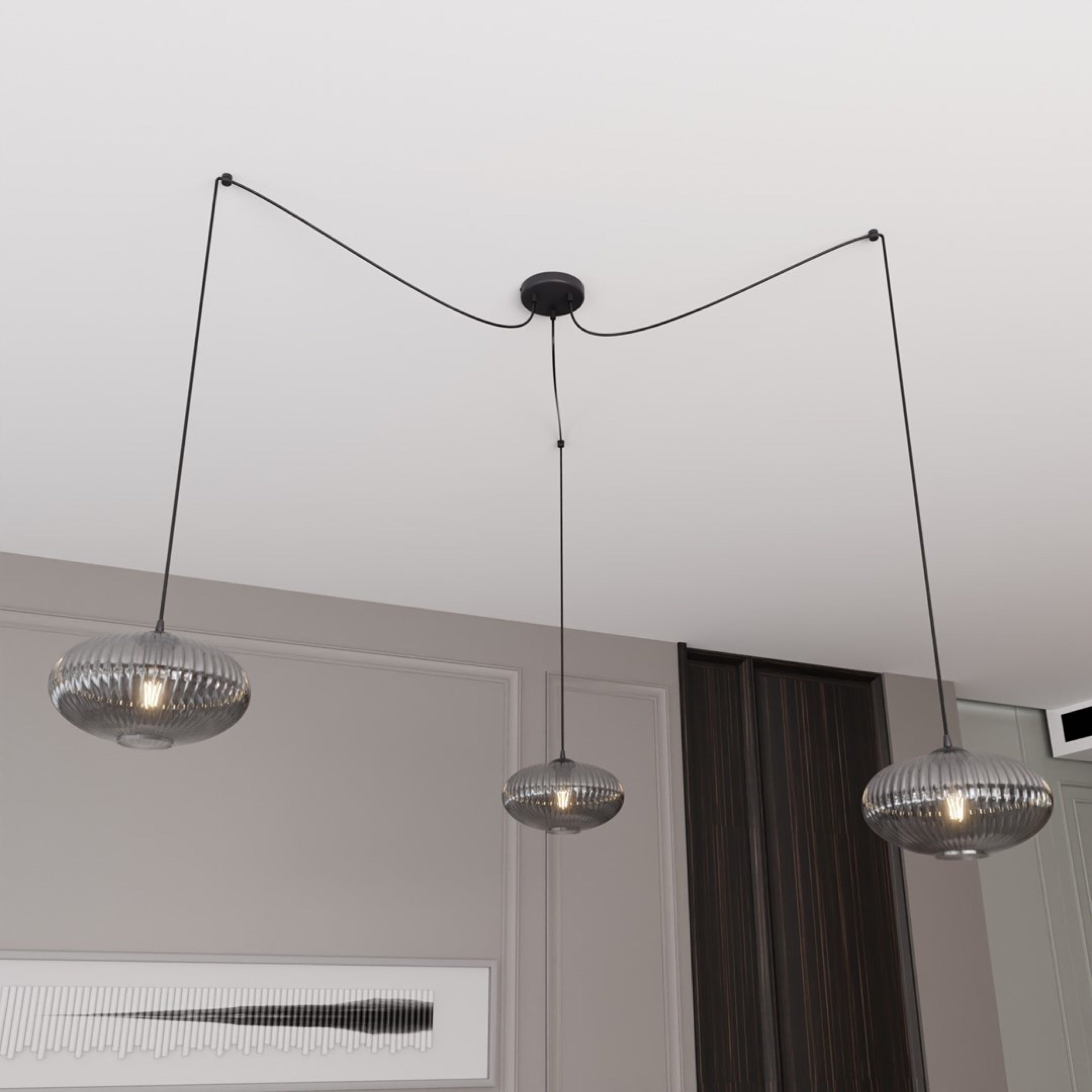 Lampa sufitowa Origo x3 czarno-szara