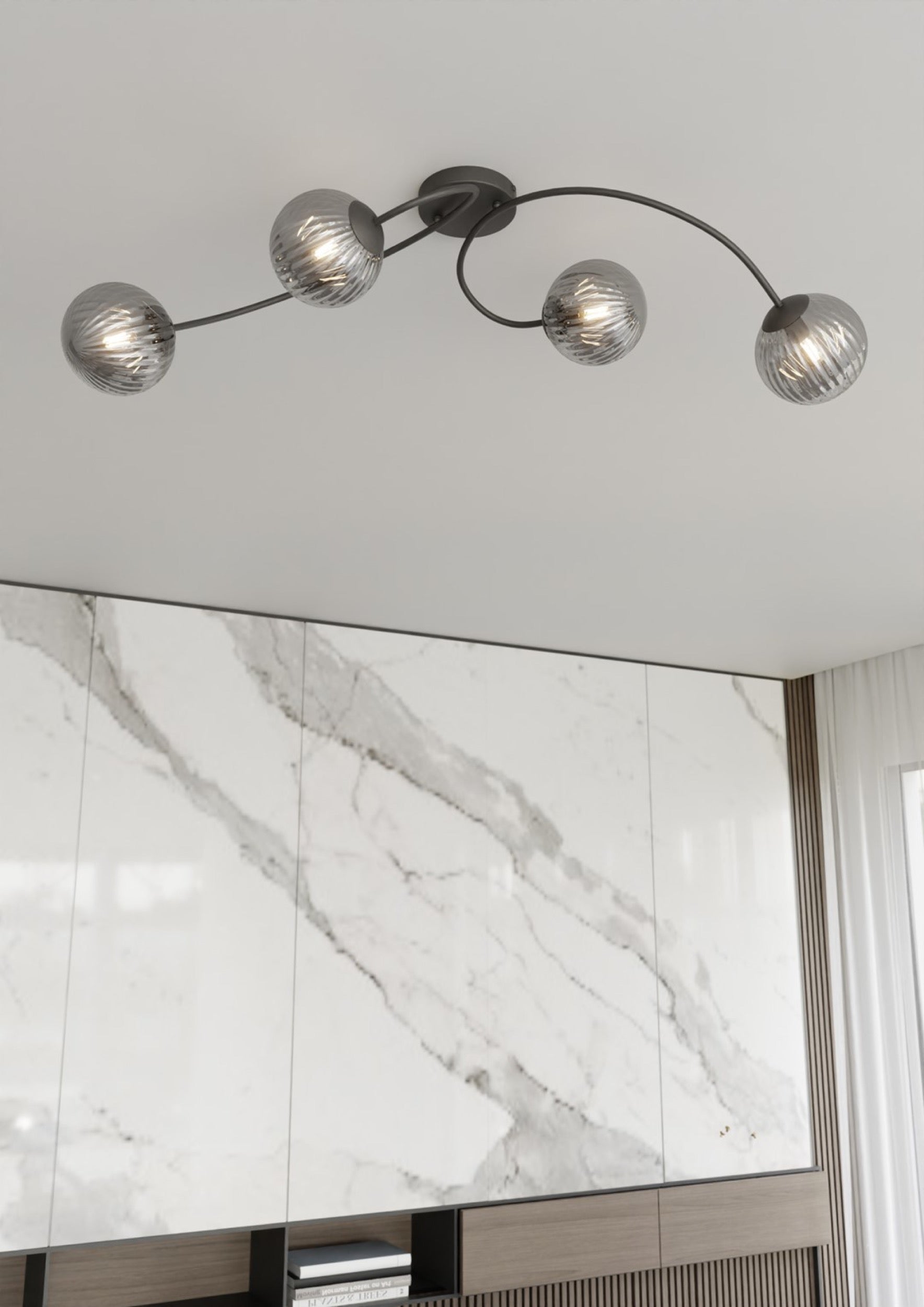 Lampa sufitowa Vibra x4 czarno-szara