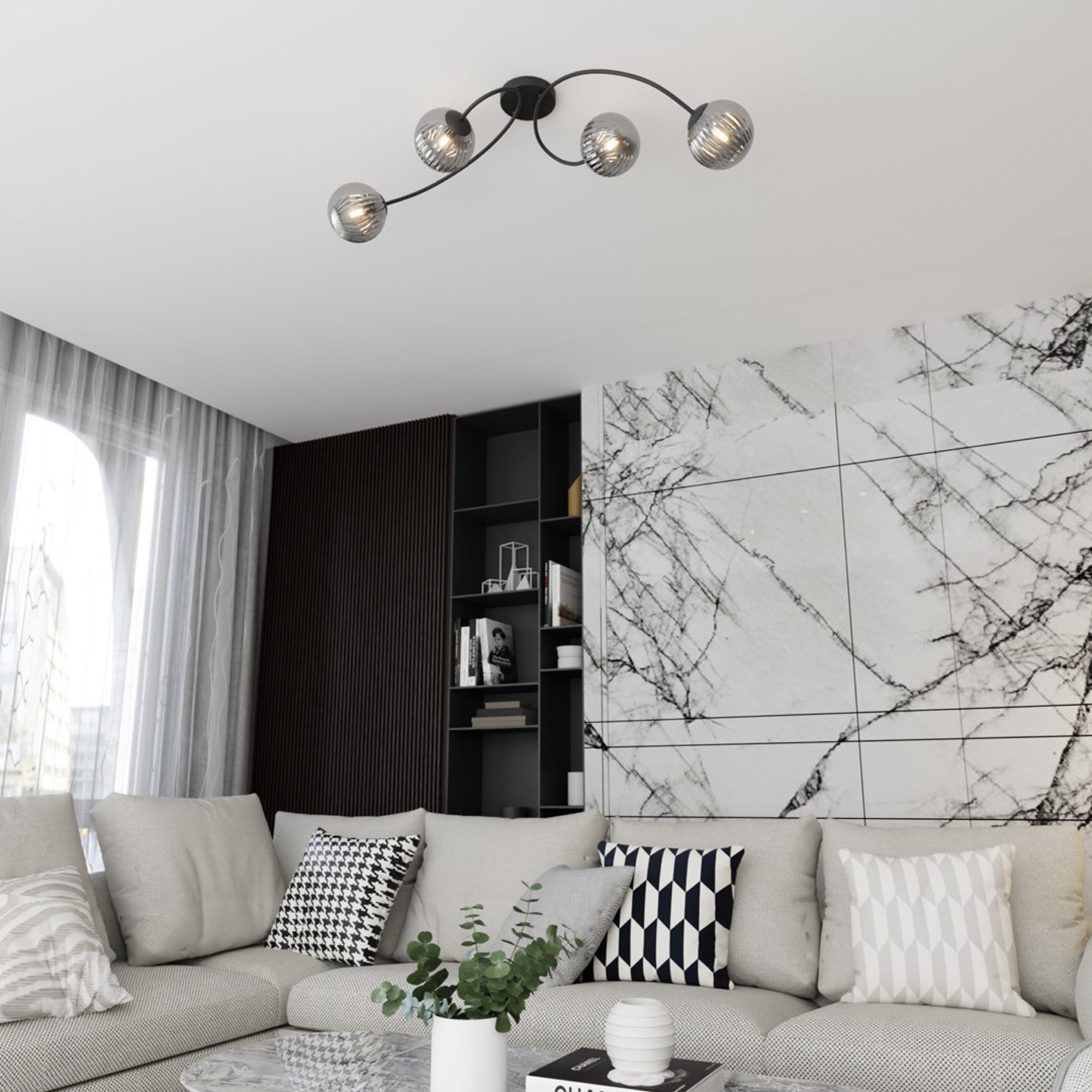 Lampa sufitowa Vibra x4 czarno-szara