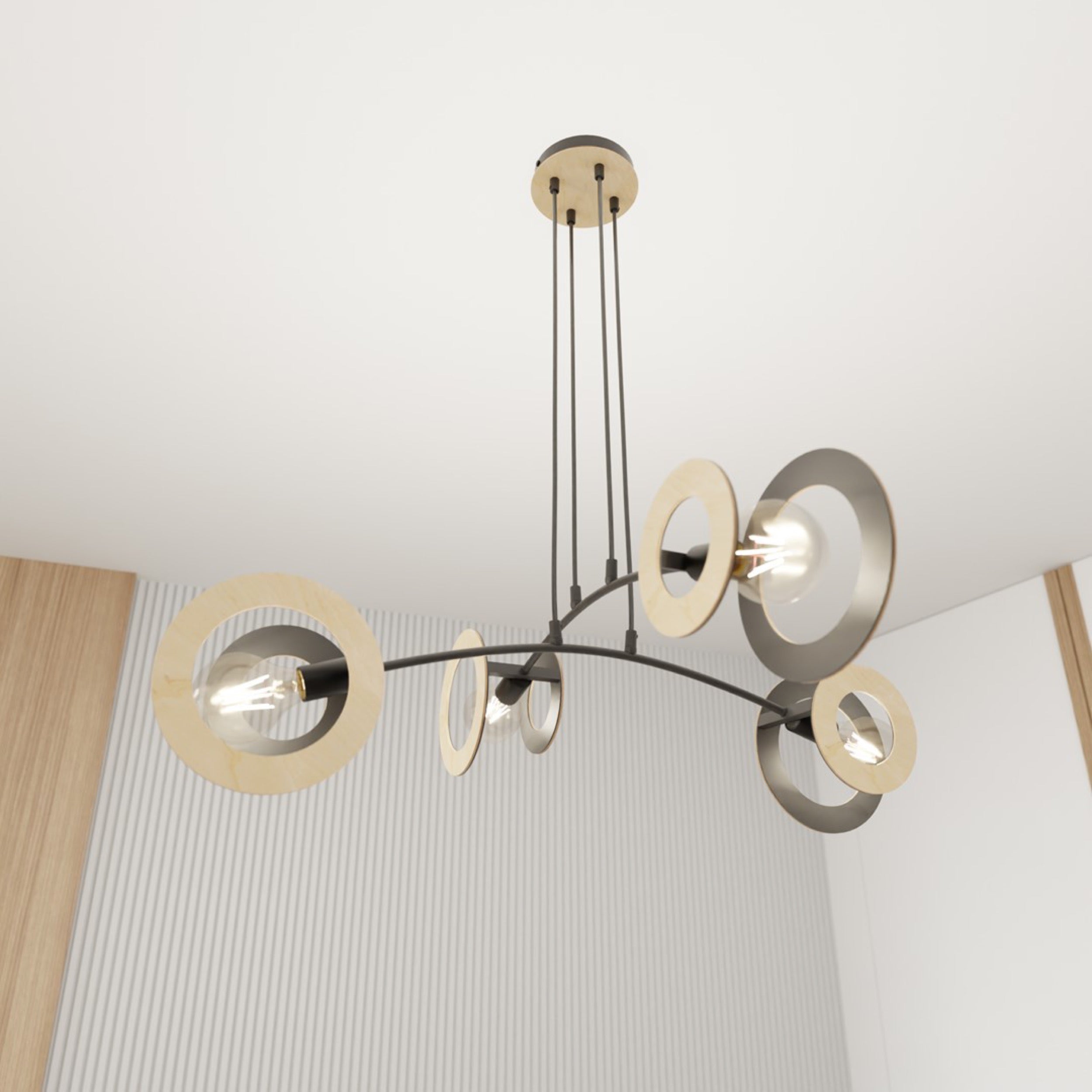Lampa sufitowa Skiva x4 czarno-brazowa