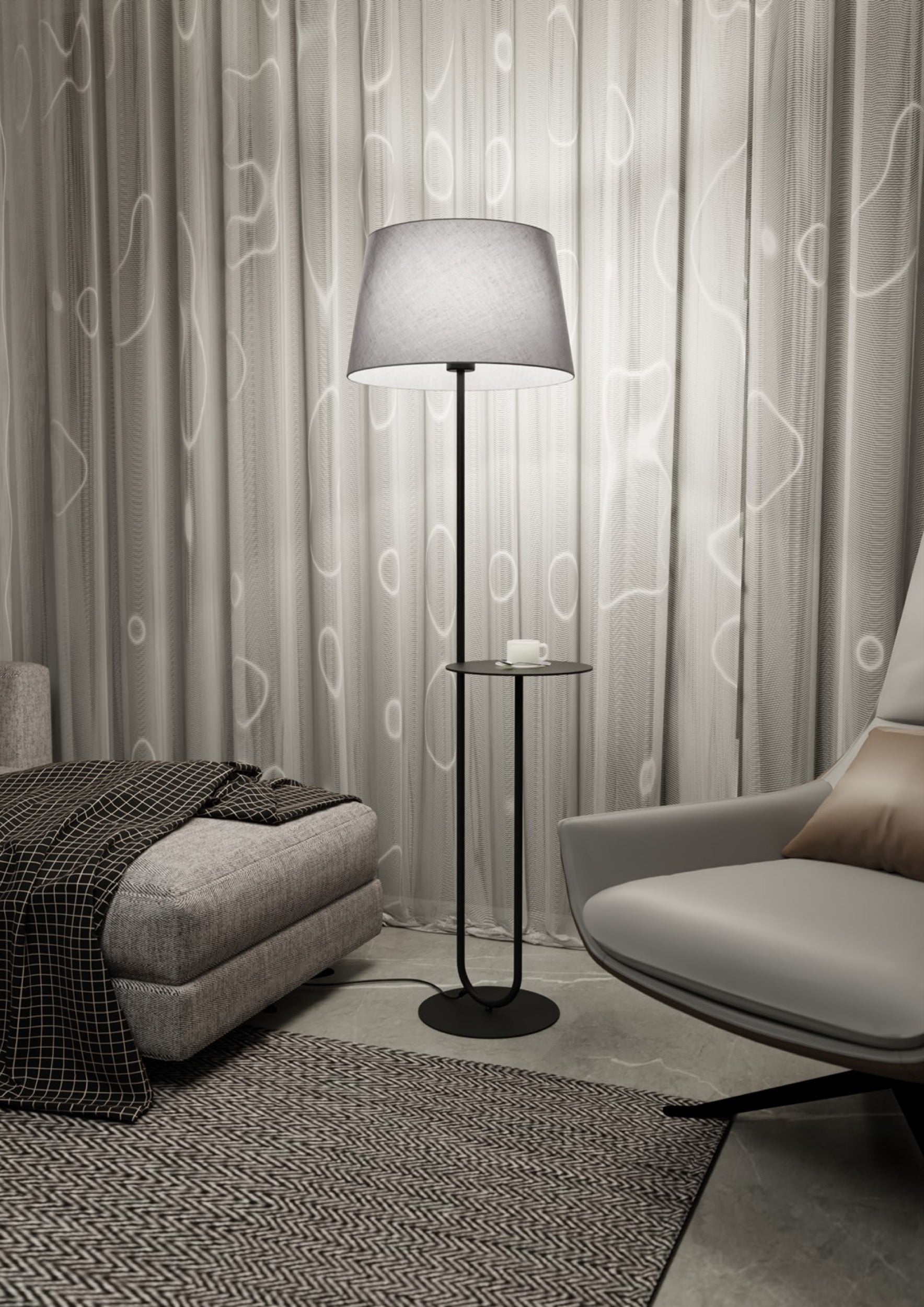 Lampa podłogowa Hotel szara