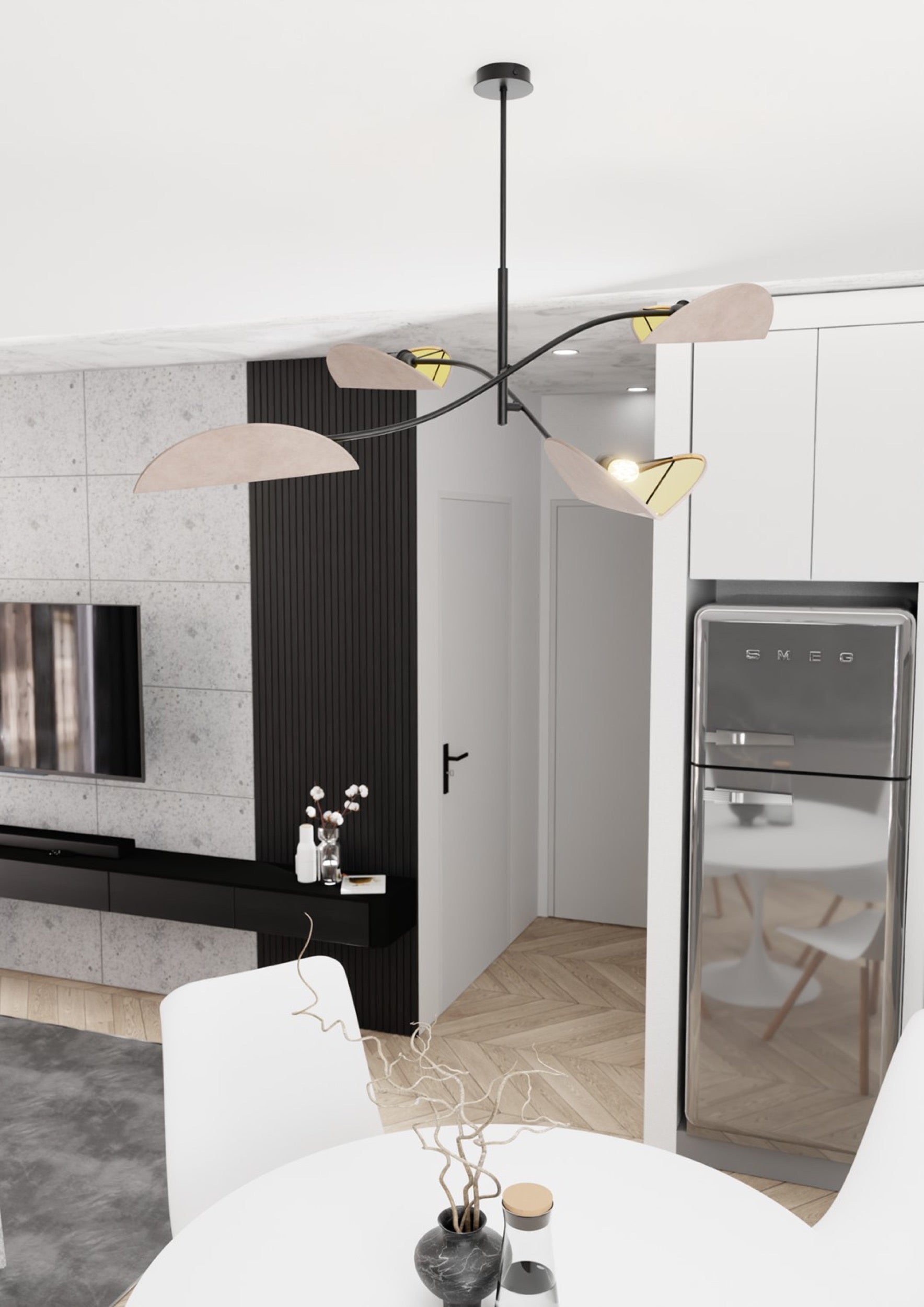 Lampa sufitowa Lotus x4 czarno-szara