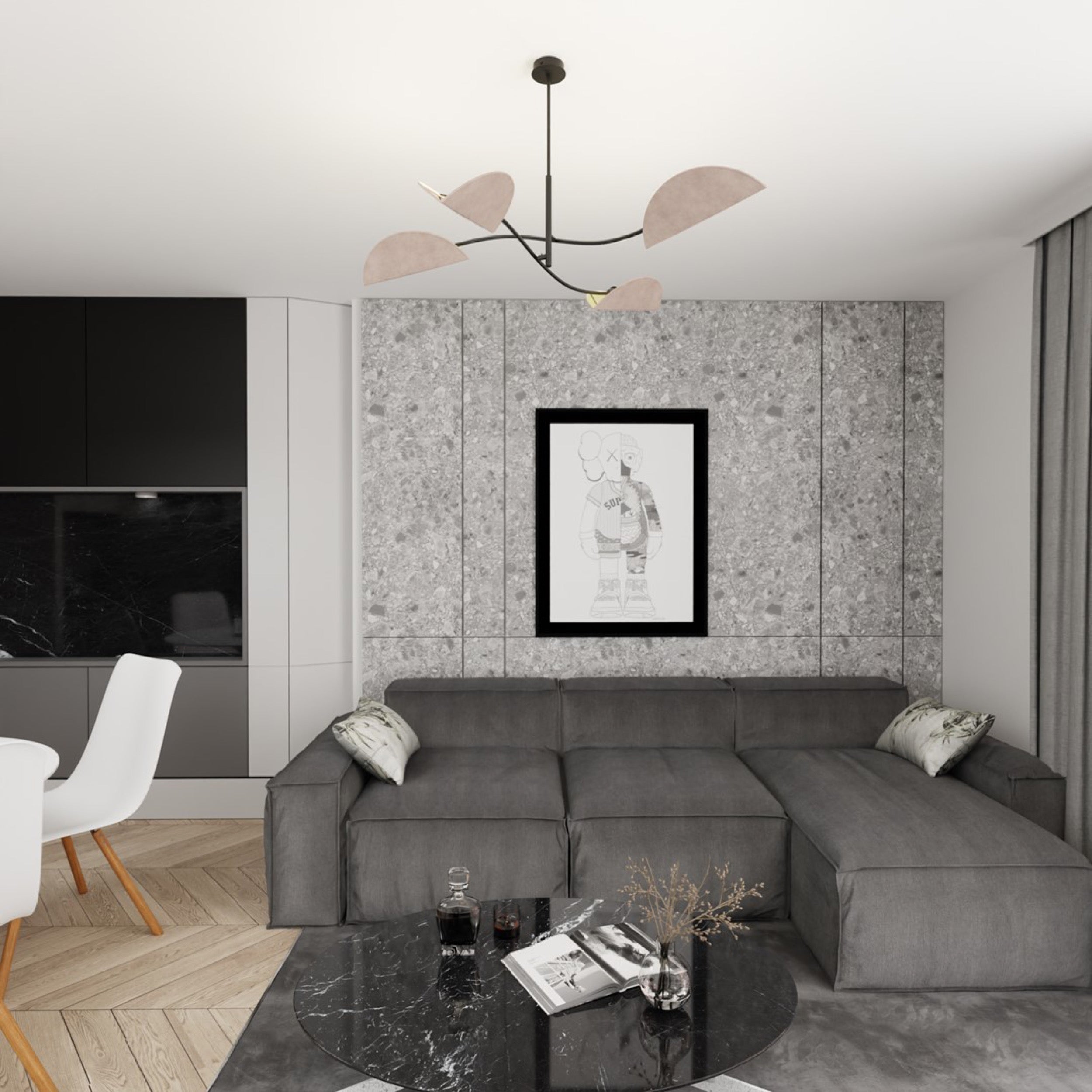 Lampa sufitowa Lotus x4 czarno-szara