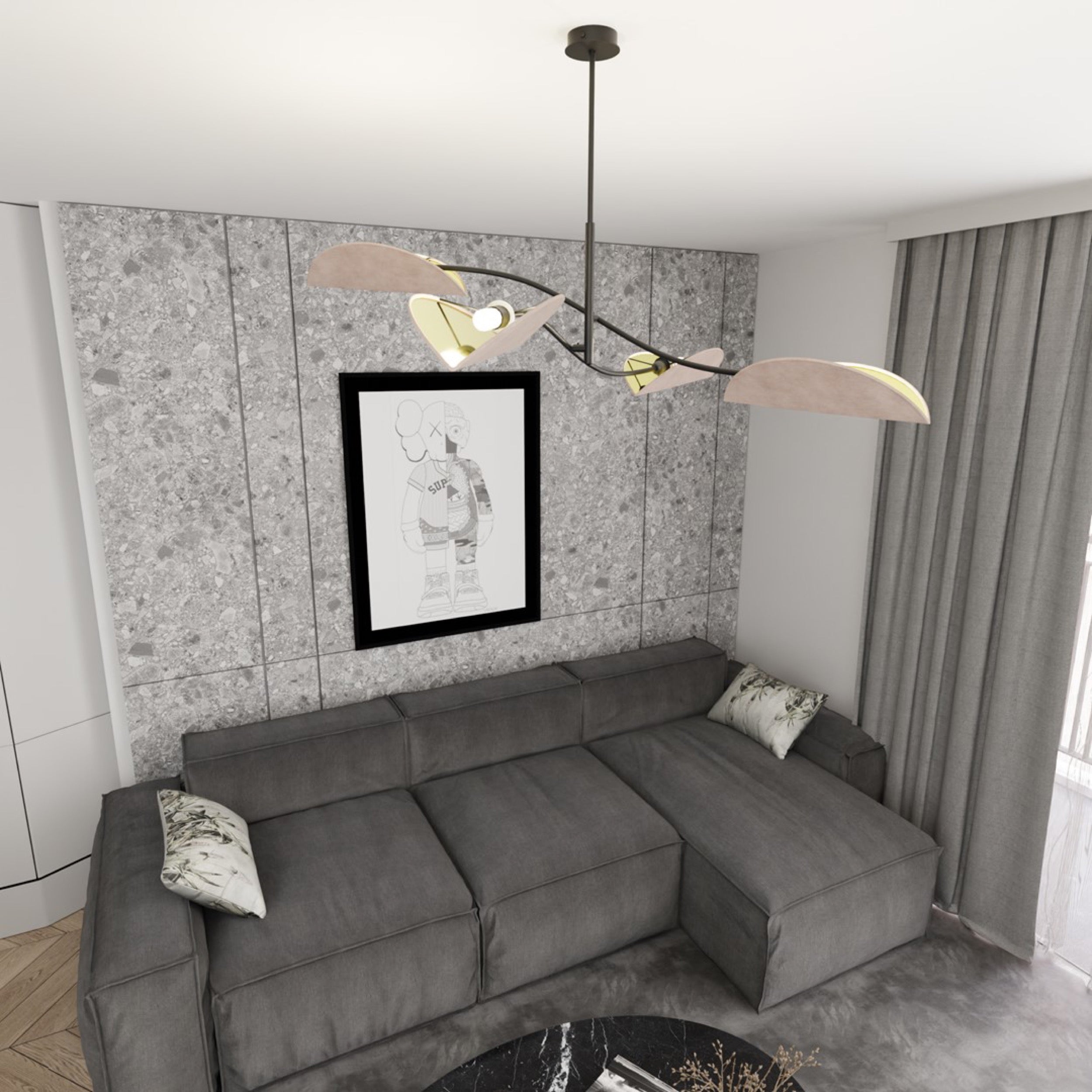 Lampa sufitowa Lotus x4 czarno-szara