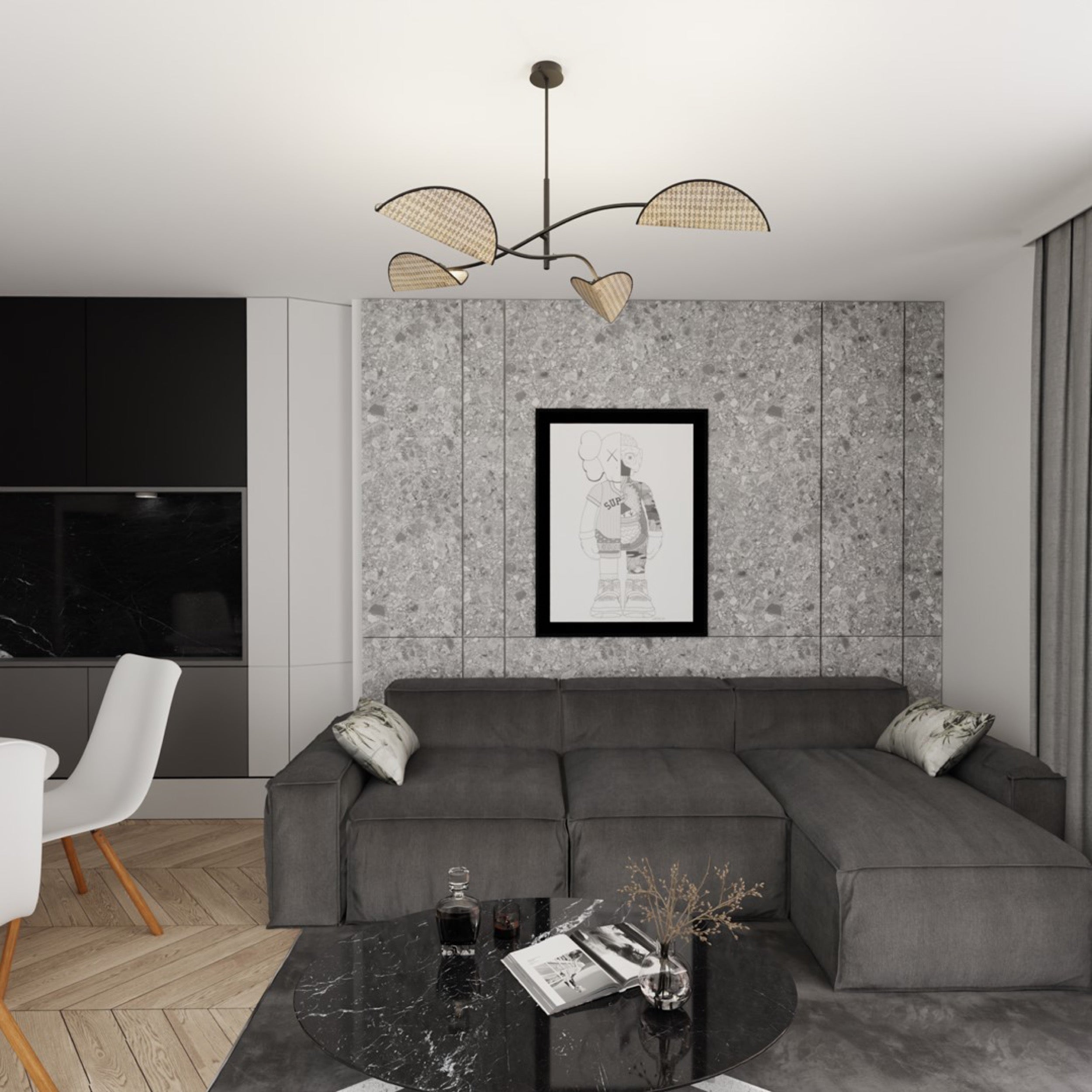 Lampa sufitowa Lotus x4 czarno-brązowa
