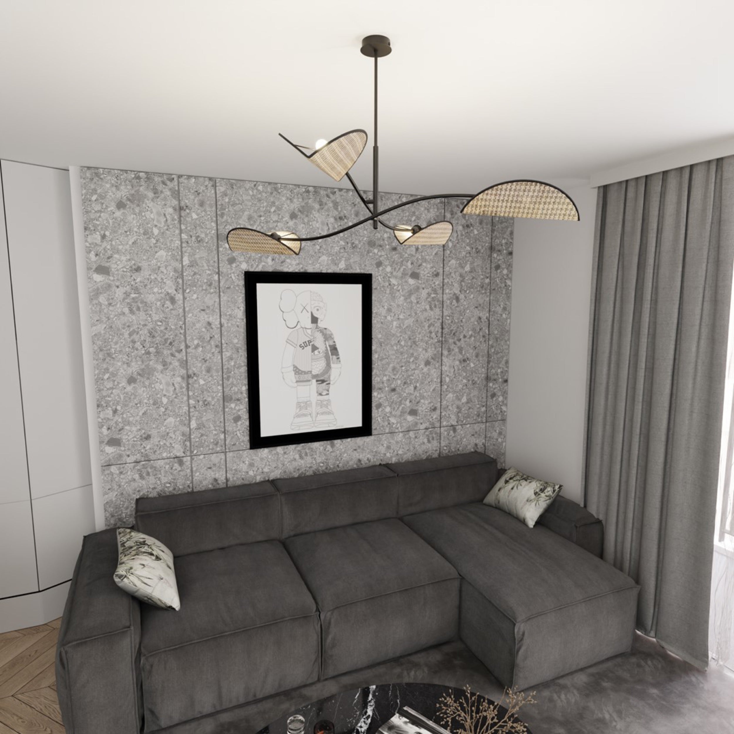 Lampa sufitowa Lotus x4 czarno-brązowa