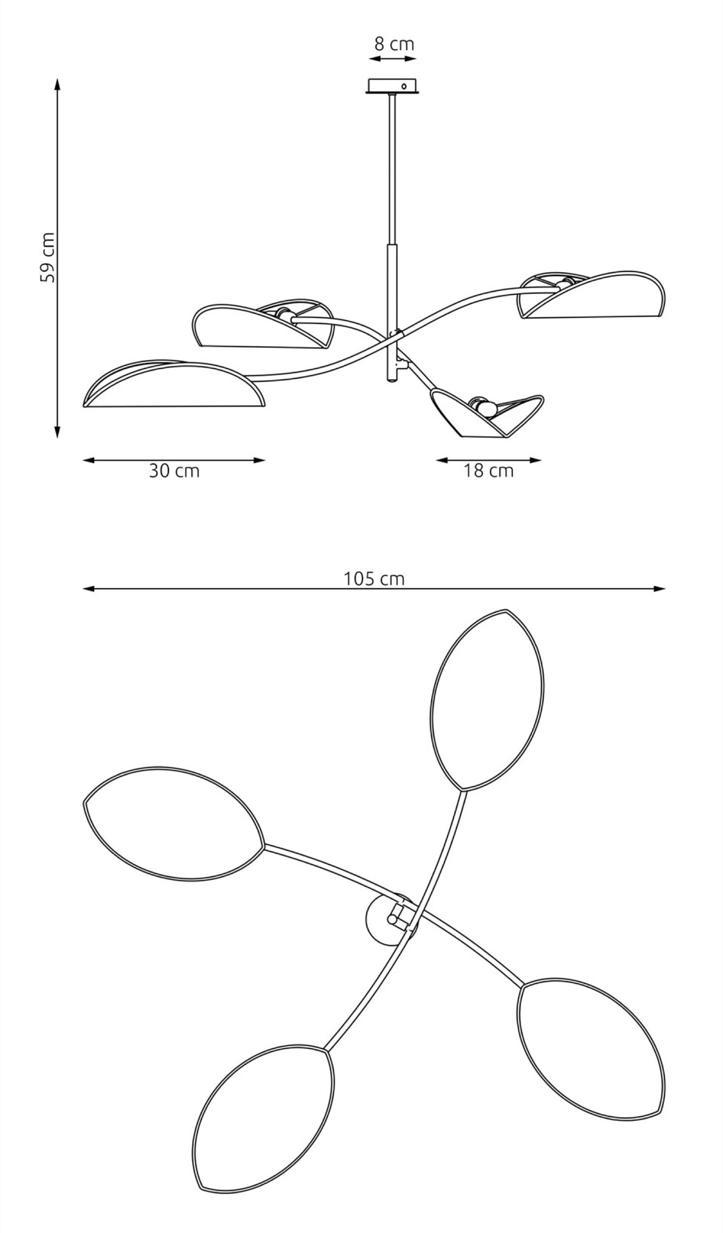 Lampa sufitowa Lotus x4 czarno-brązowa