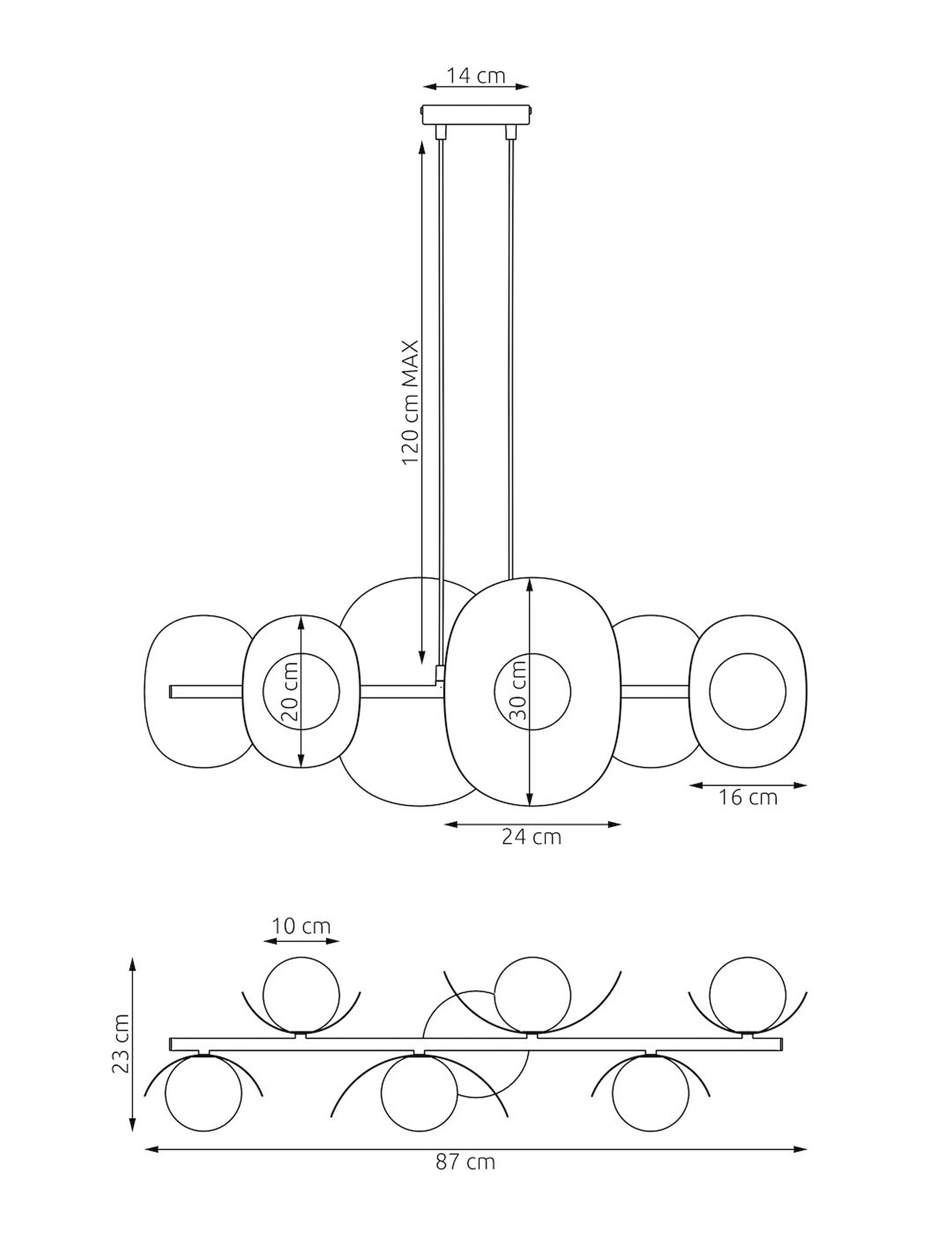 Lampa wisząca Elementi x6 mokka