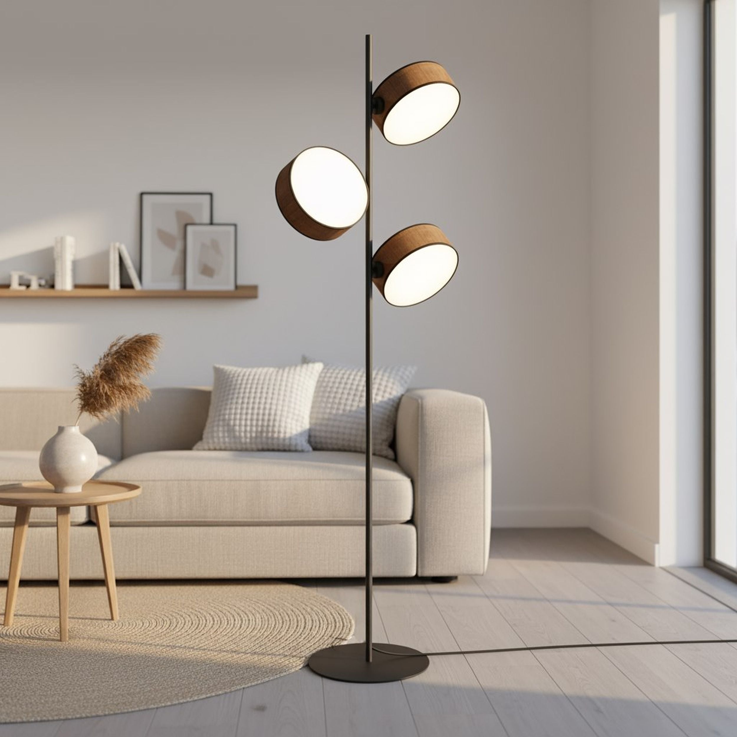 Lampa podłogowa Drumz czarno-brązowa