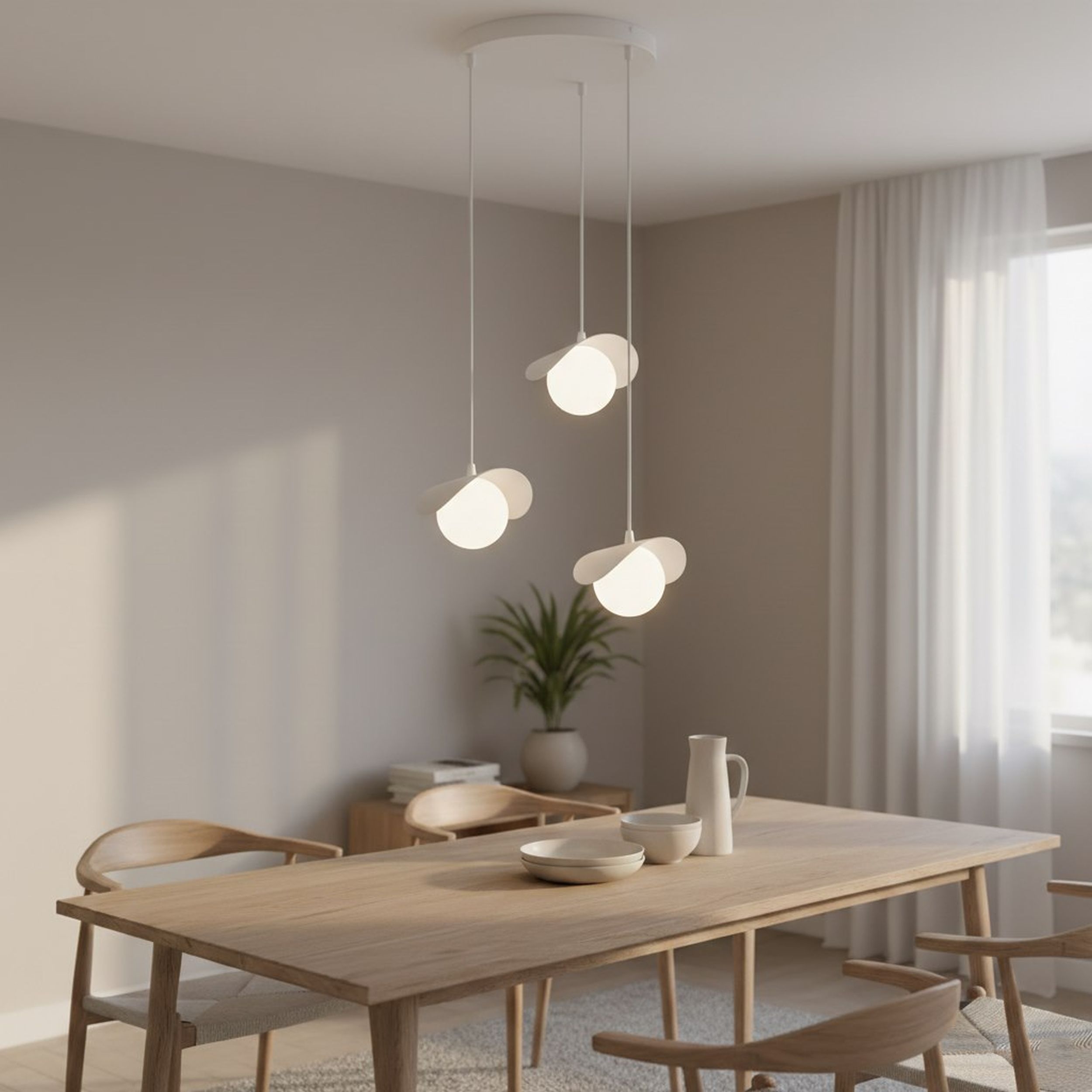 Lampa wisząca Ritual x3 biała na okrągłej podsufitce