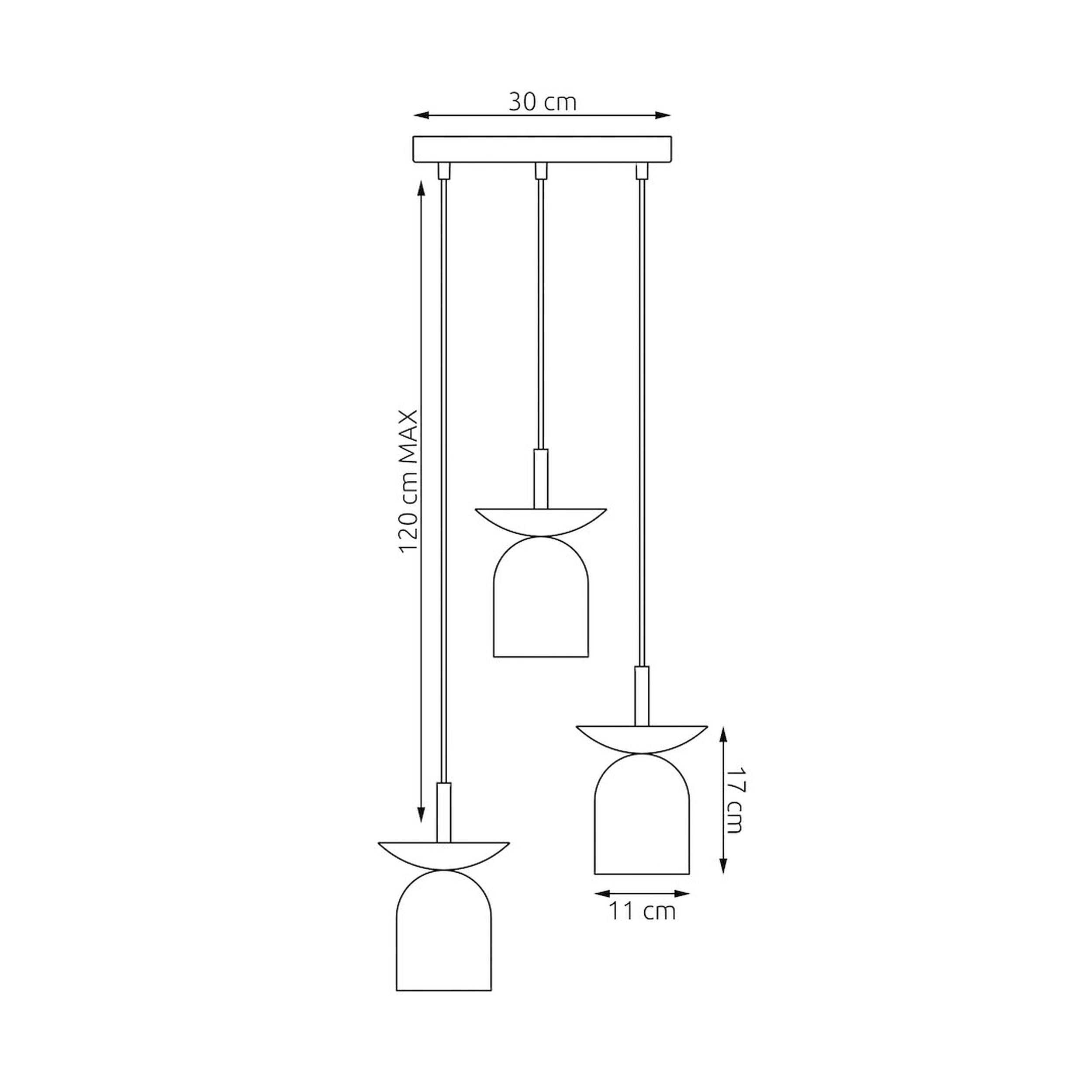 Lampa wisząca Ego x3 czarny/mokka na okrągłej podsufitce