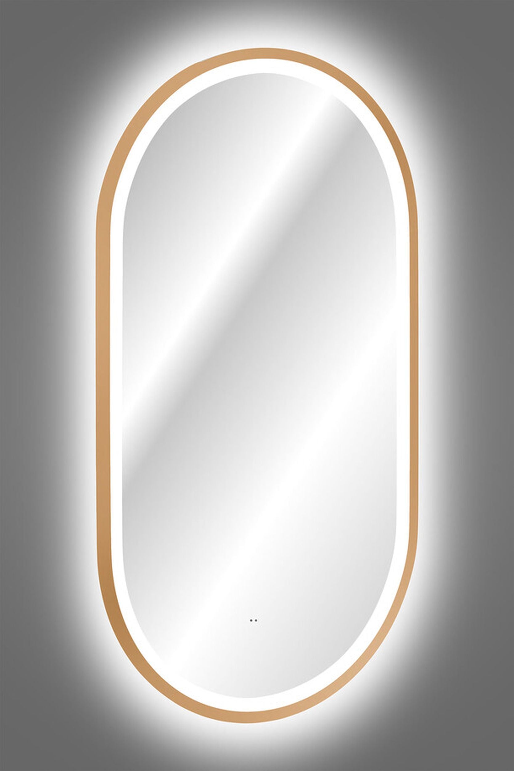 Lustro z oświetleniem LED Olimmi 90x50 cm w złotej ramie